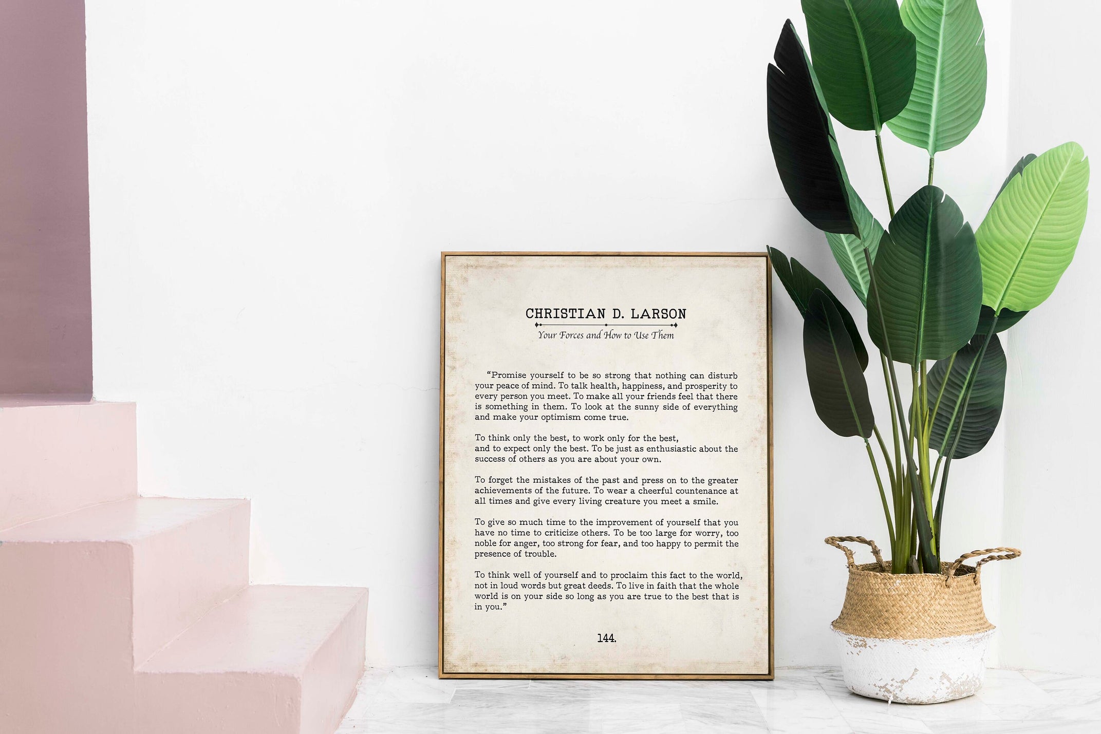 Christian D. Larson Promise Yourself Book Page Inspirational Wall Art, The Optimists Creed Quote Vintage Style Print Wall Decor