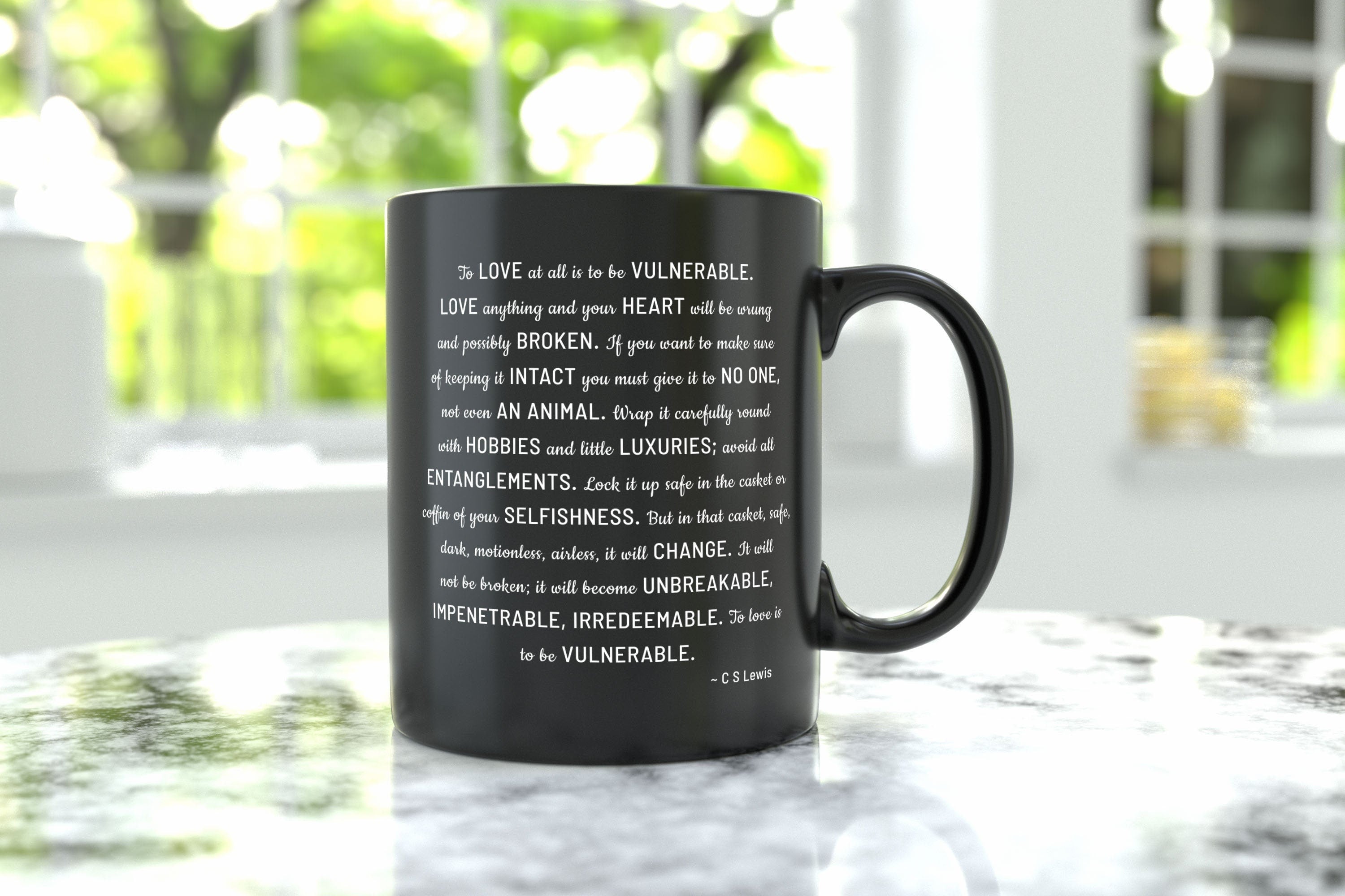 CS Lewis To Love Is To Be Vulnerable, Unique Black Coffee Mug Gift For Her