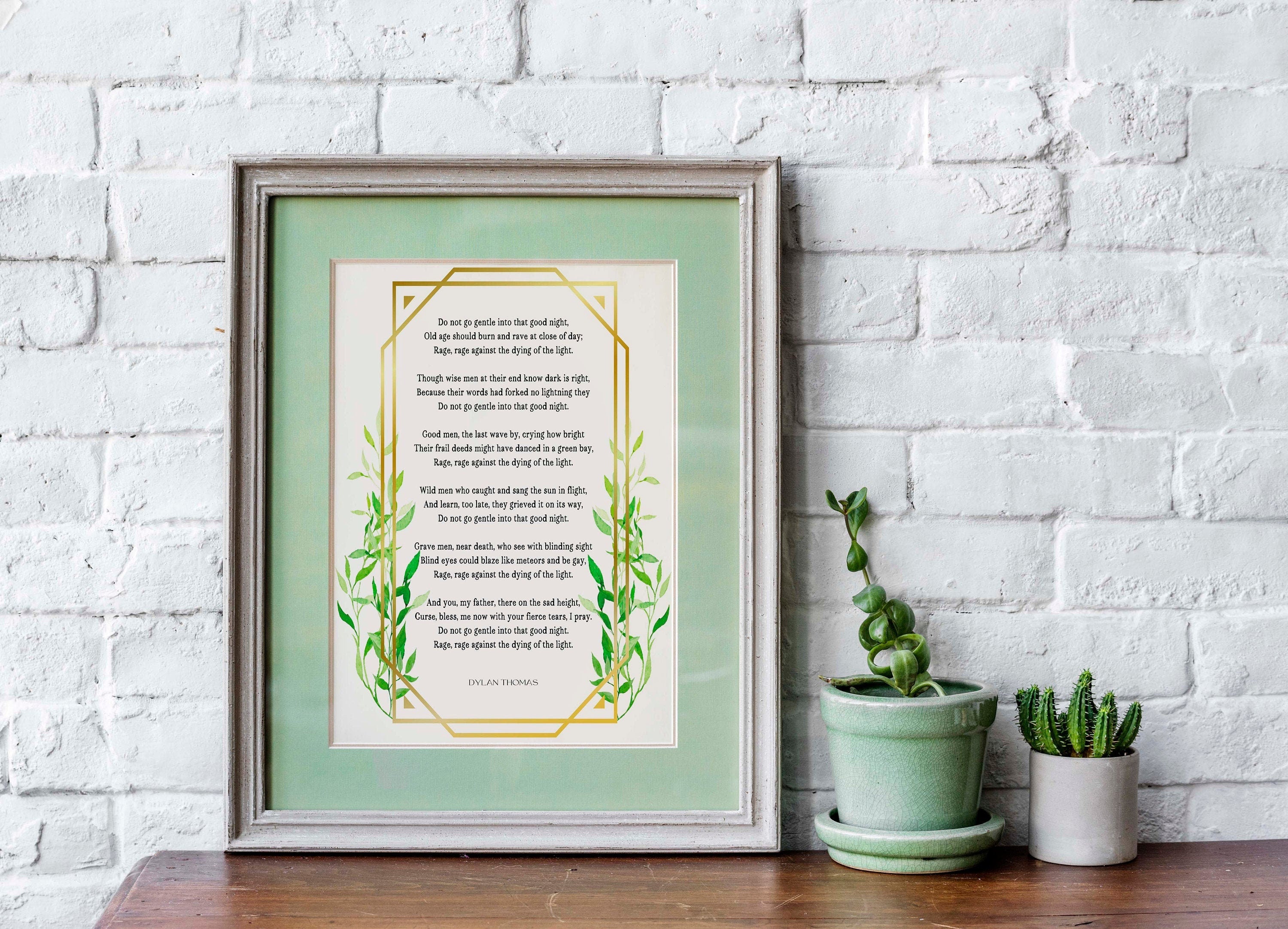 Dylan Thomas Poem Print, Do Not Go Gentle Into That Good Night Poem