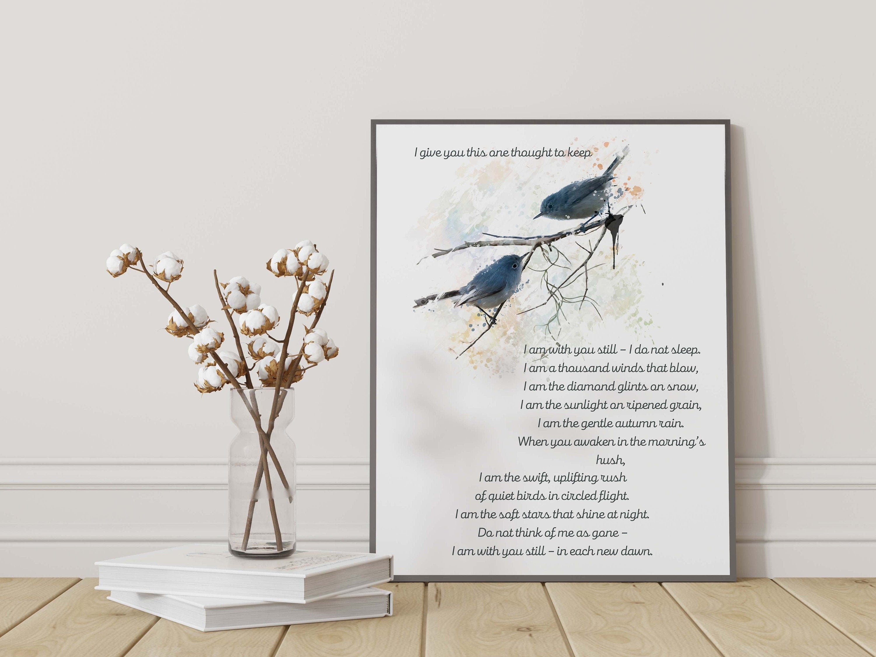 I give you this one thought native american prayer quote print with watercolor birds, inspirational gift unframed wall art print