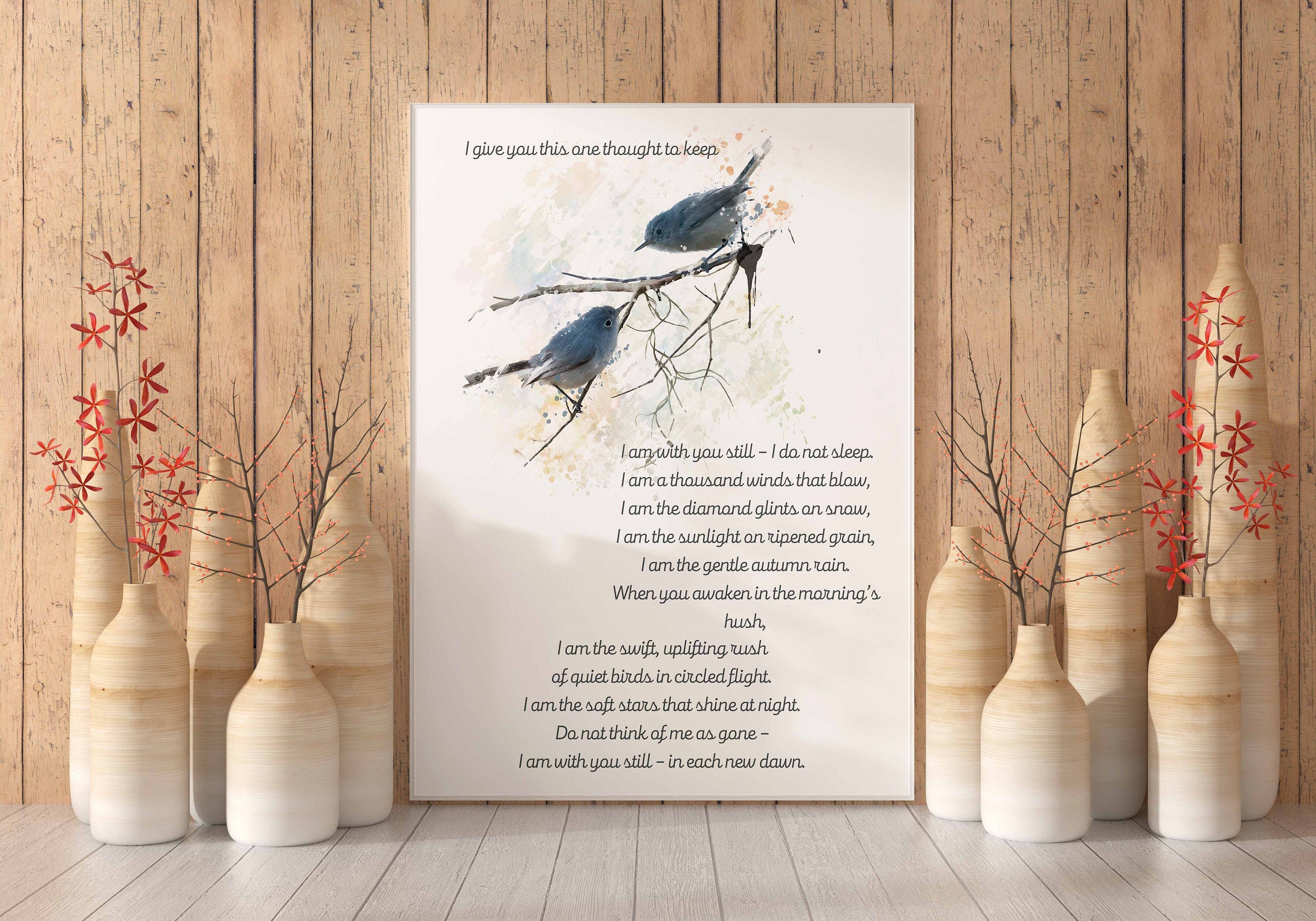 I give you this one thought native american prayer quote print with watercolor birds, inspirational gift unframed wall art print