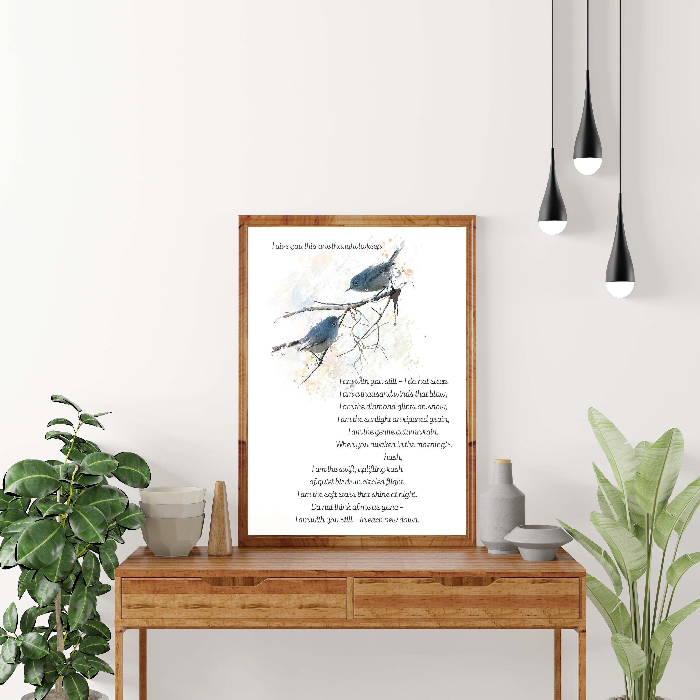 I give you this one thought native american prayer quote print with watercolor birds, inspirational gift unframed wall art print