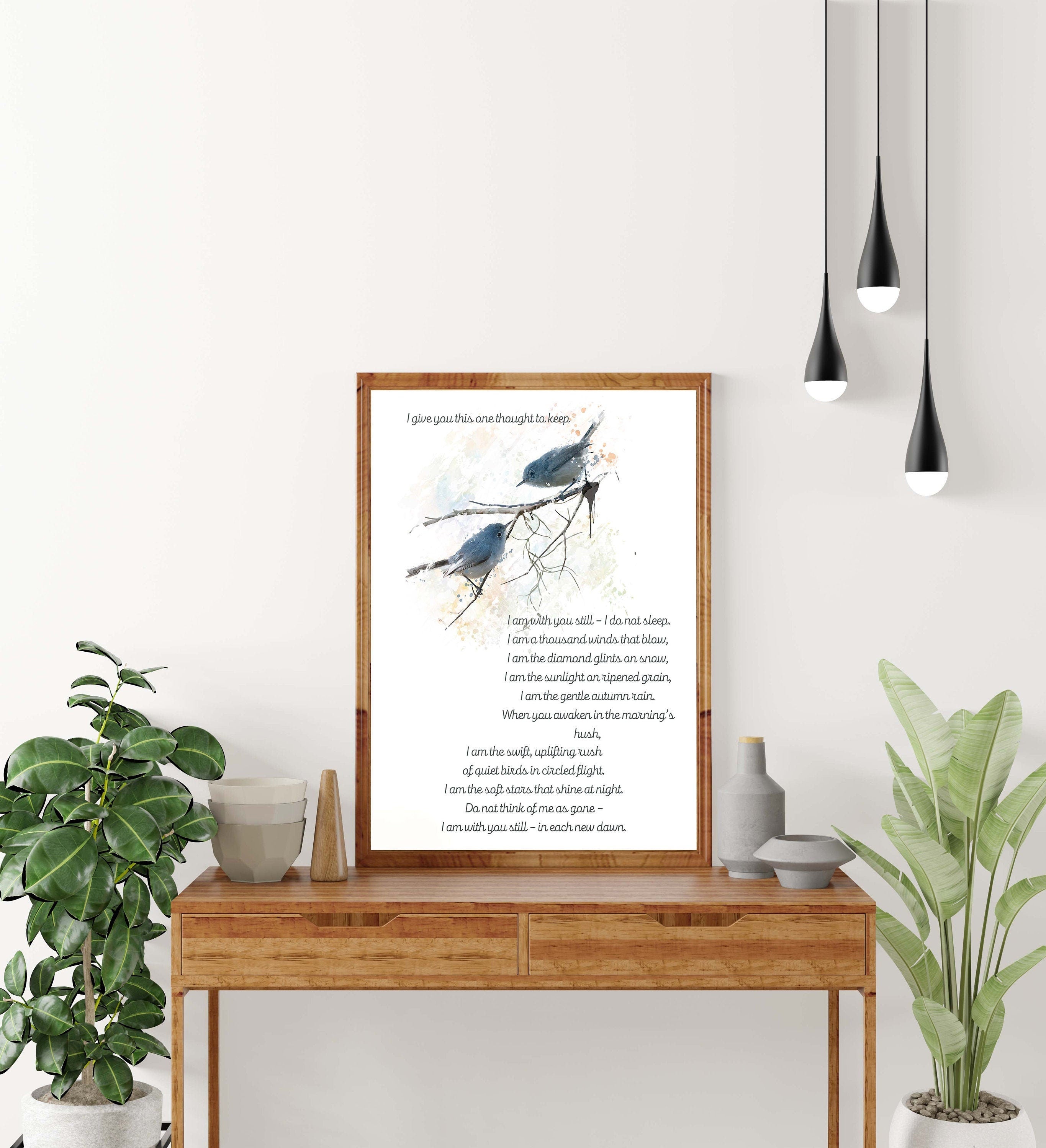 I give you this one thought native american prayer quote print with watercolor birds, inspirational gift unframed wall art print
