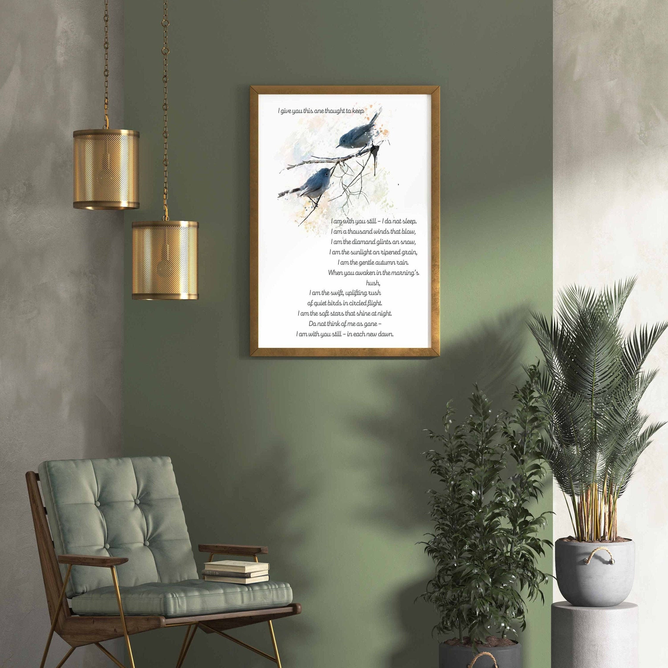 I give you this one thought native american prayer quote print with watercolor birds, inspirational gift unframed wall art print
