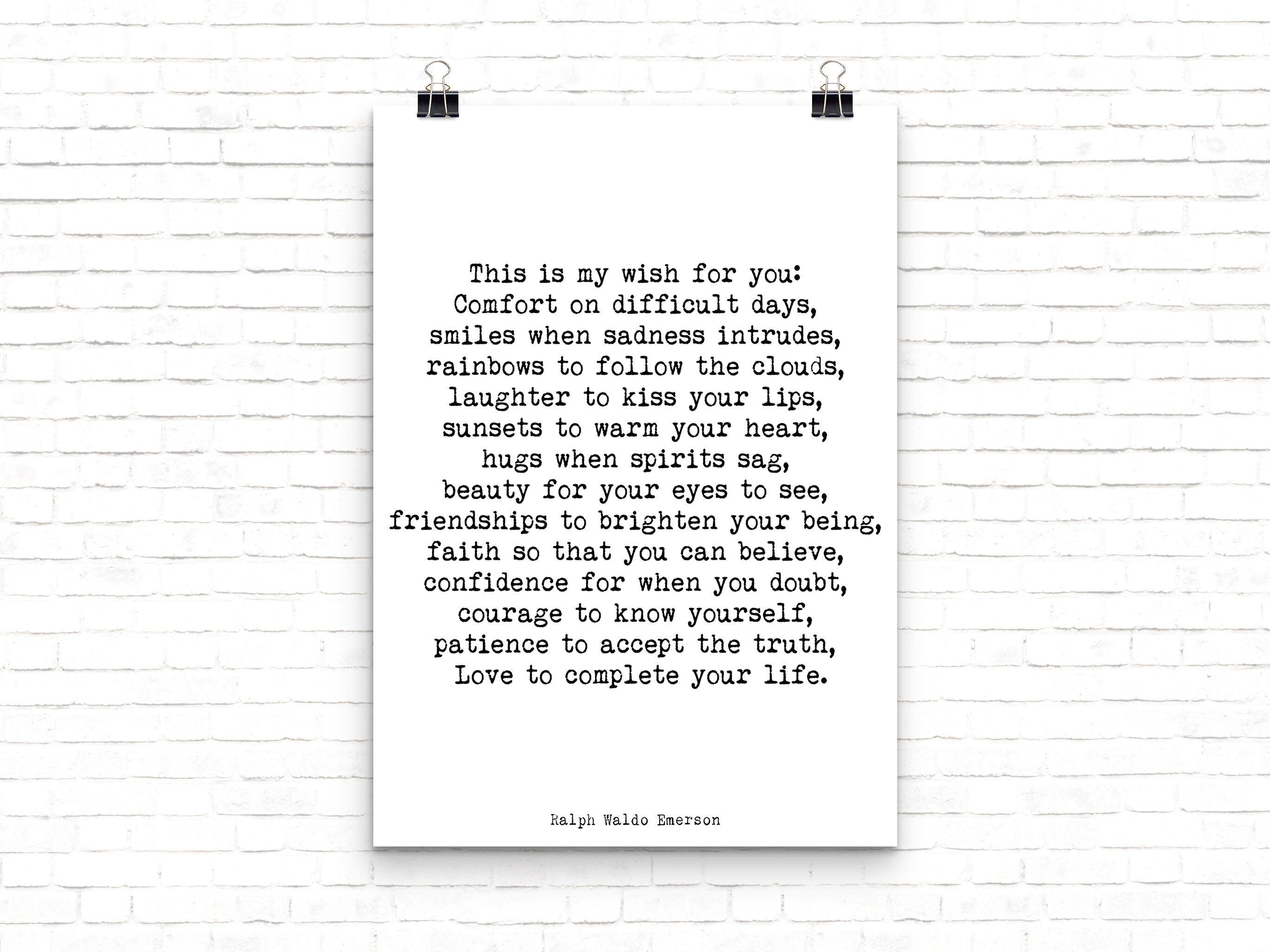 Emerson Inspirational Quote Print Featuring A Ralph Waldo Emerson Quote, Black & White Wall Art Print