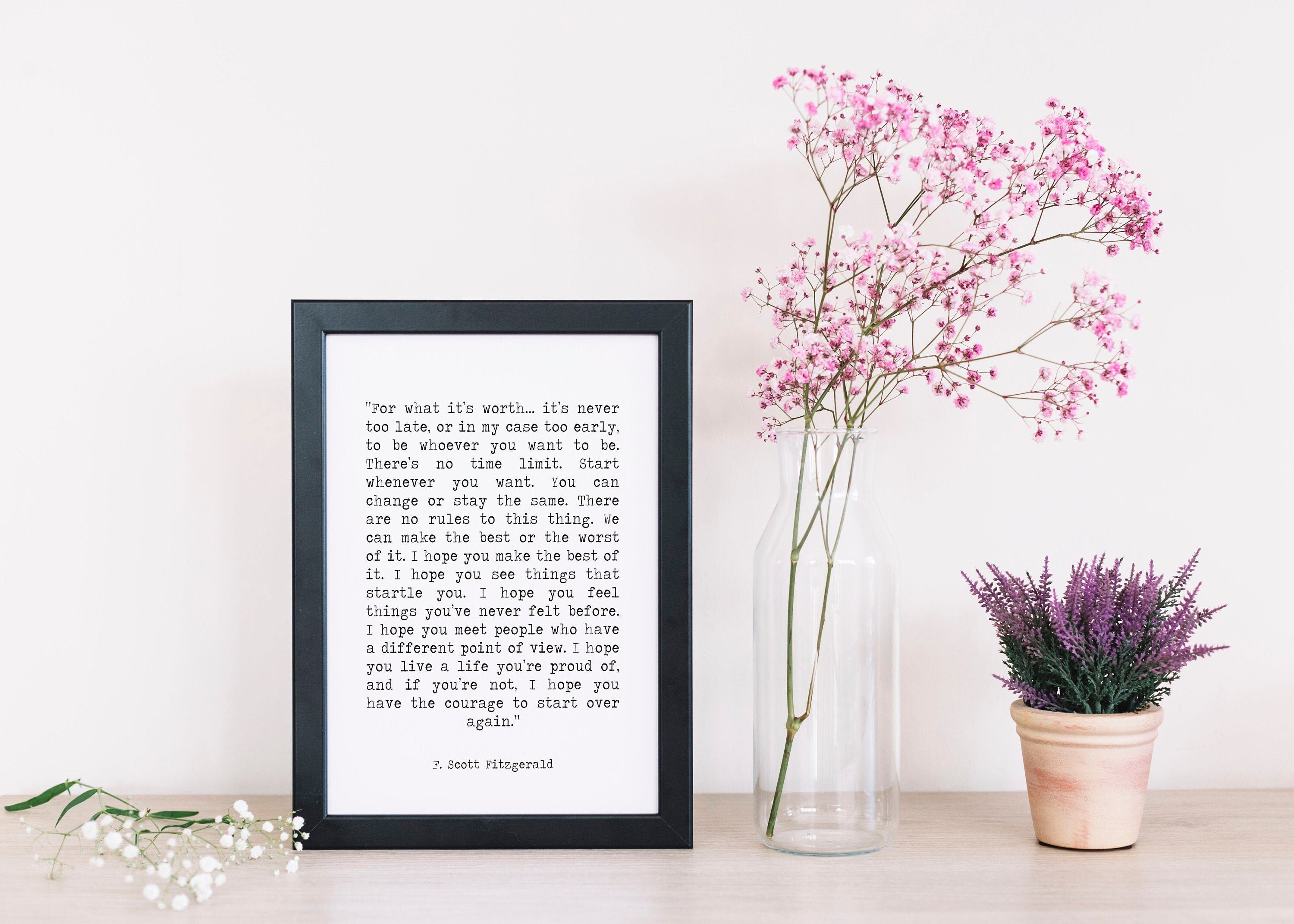 F Scott Fitzgerald FRAMED art - inspirational print, framed quote make the best of it