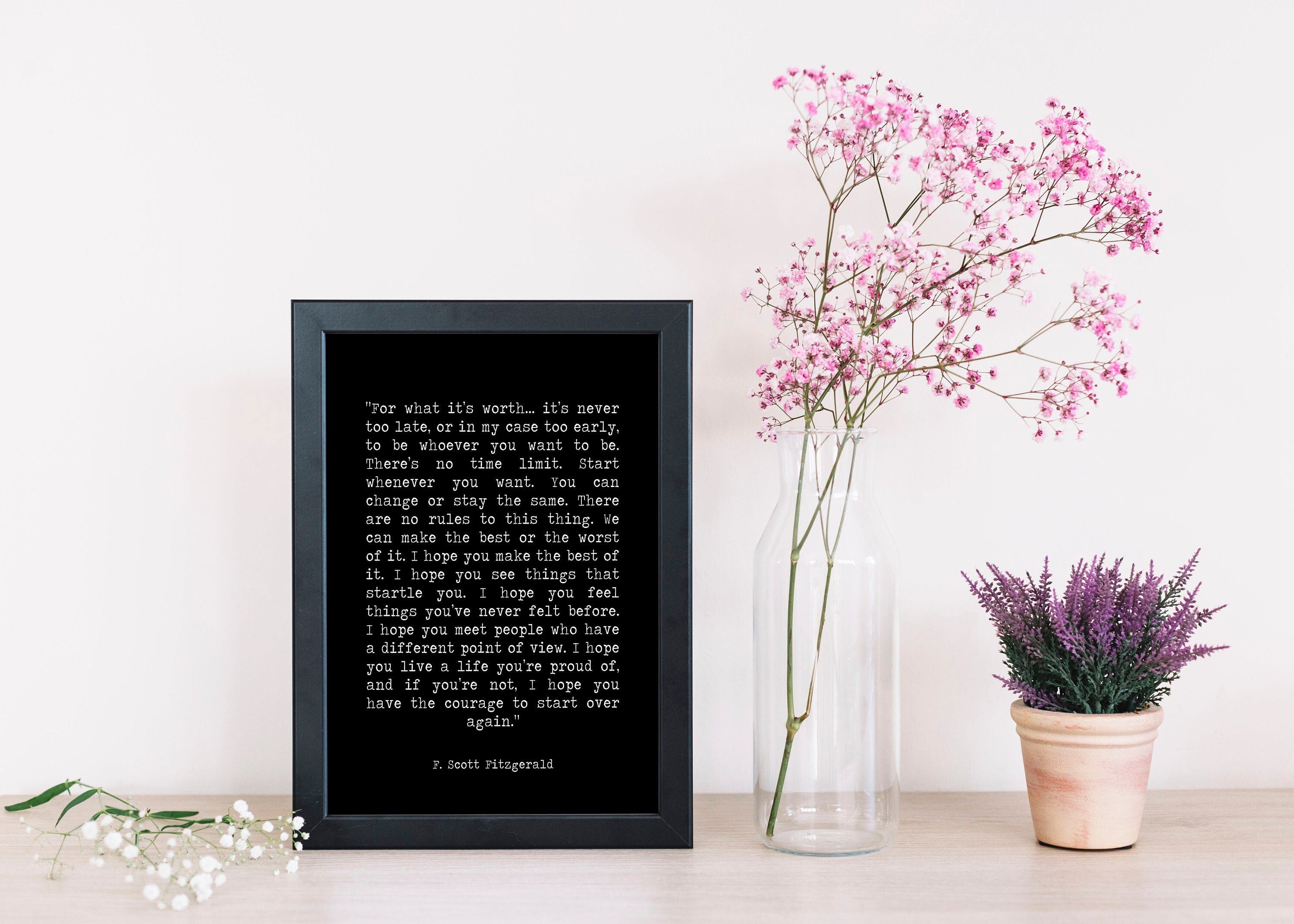 F Scott Fitzgerald FRAMED art - inspirational print, framed quote make the best of it