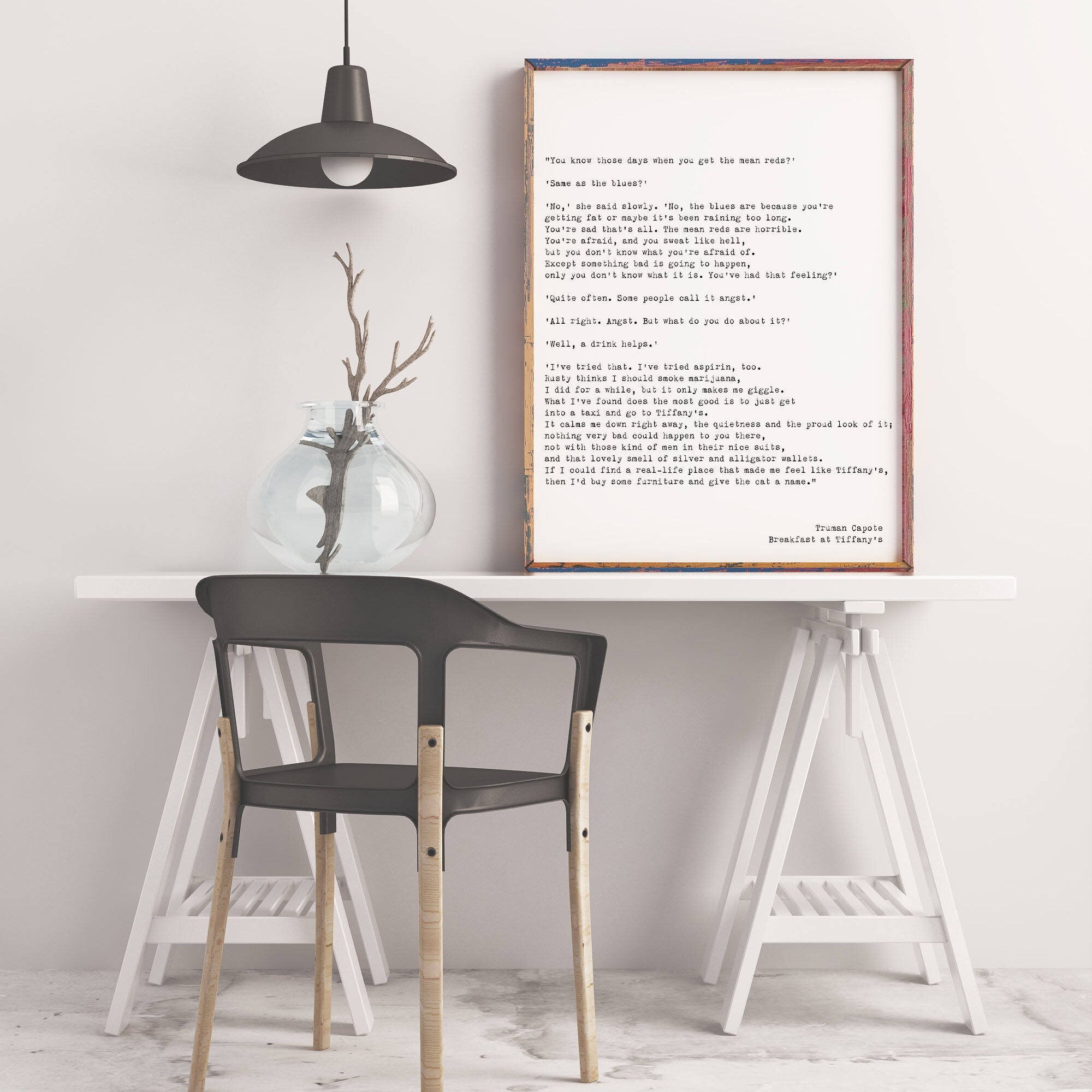 Breakfast At Tiffanys The Mean Reds Quote Print Audrey Hepburn Art, Truman Capote