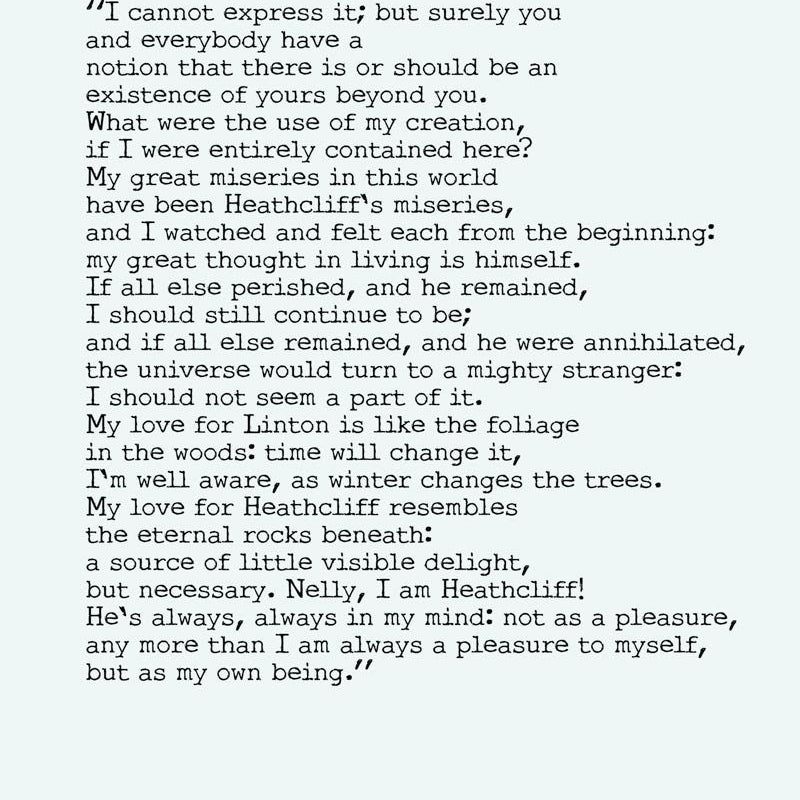 Wuthering Heights Print, Emily Bronte Living Room Decor