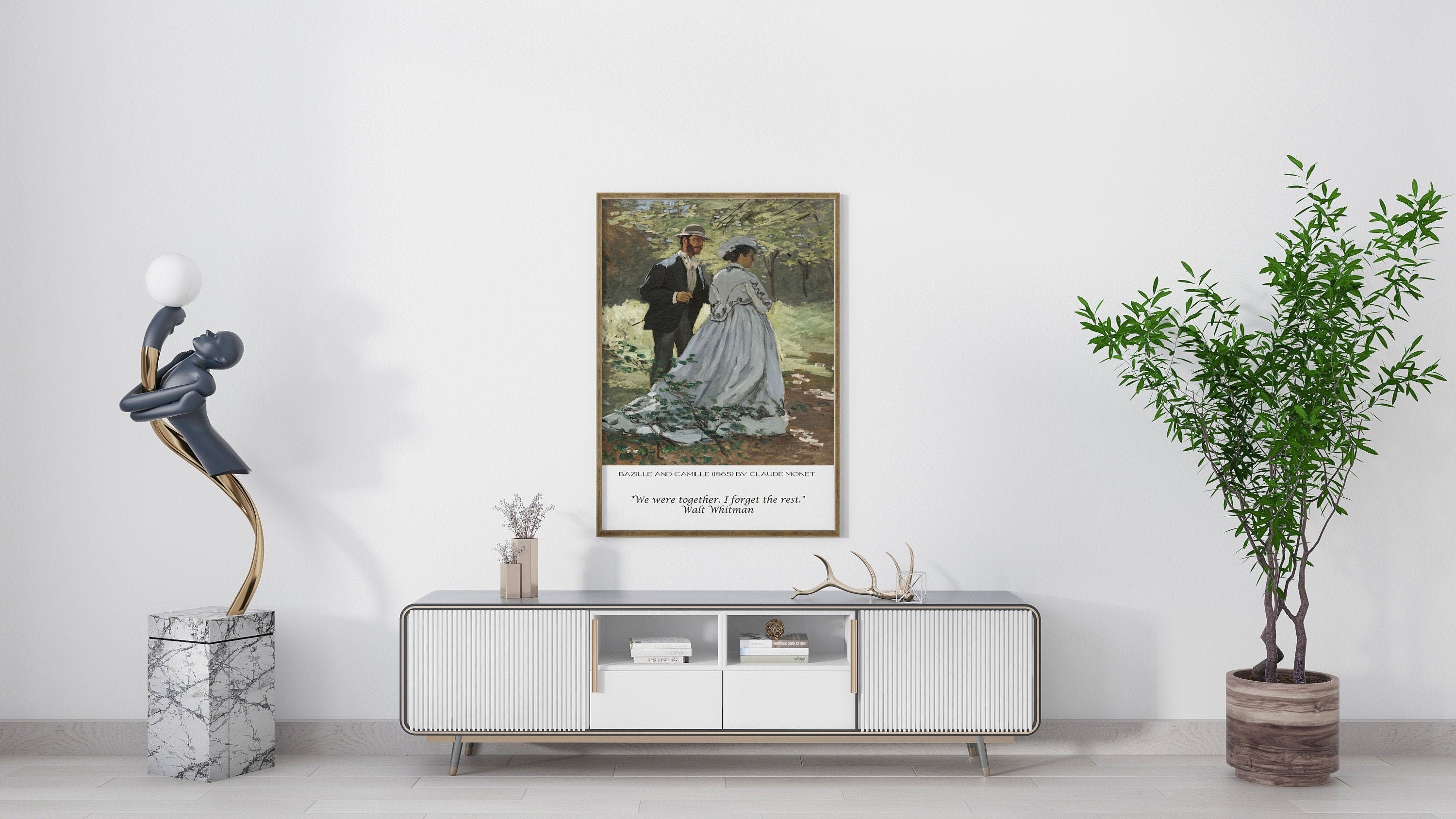 We Were Together I Forget The Rest Walt Whitman Inspirational Quote, unframed Claude Monet Fine Art Prints - Bazille and Camille