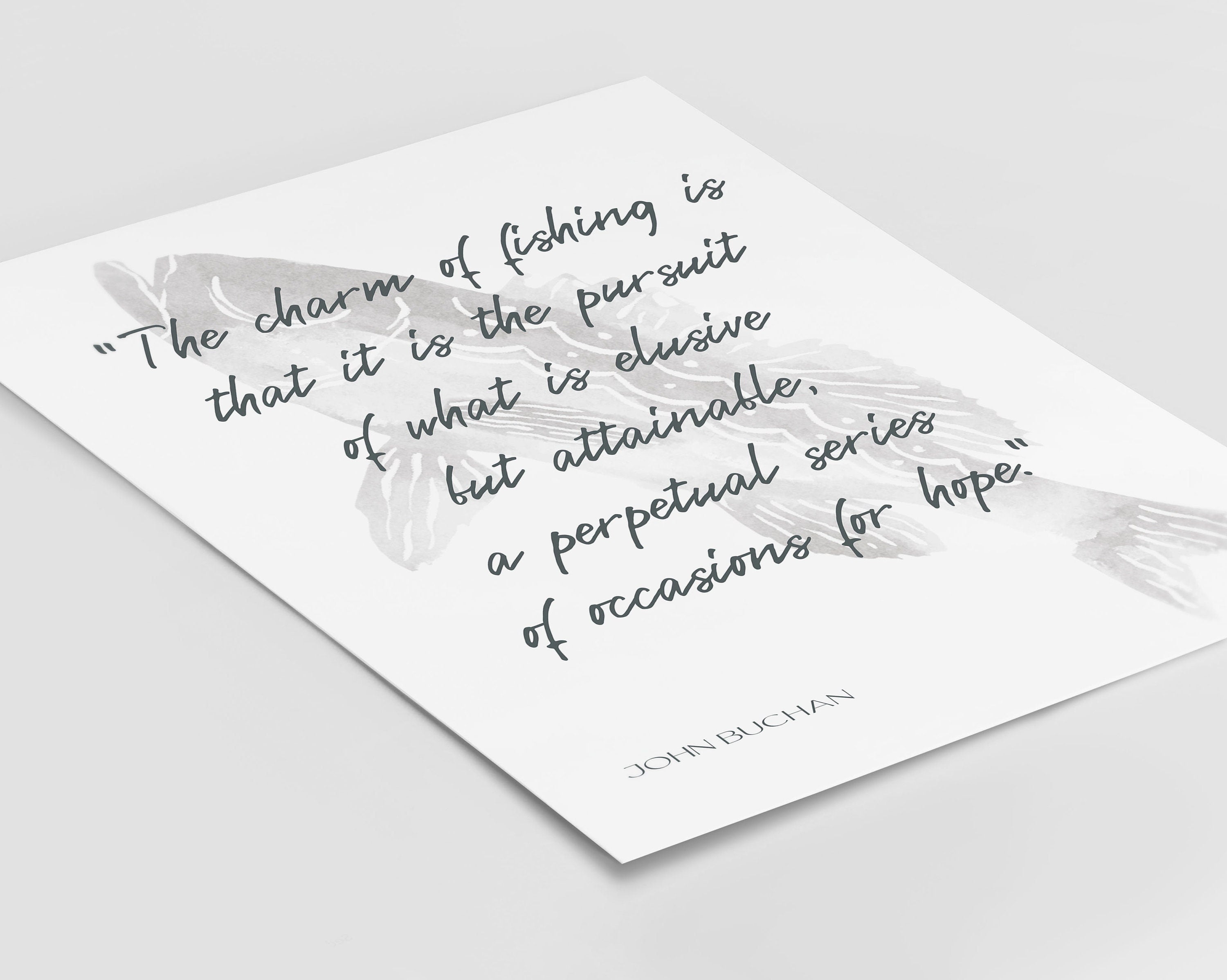 Fishing Quote Print by John Buchan, The charm of fishing