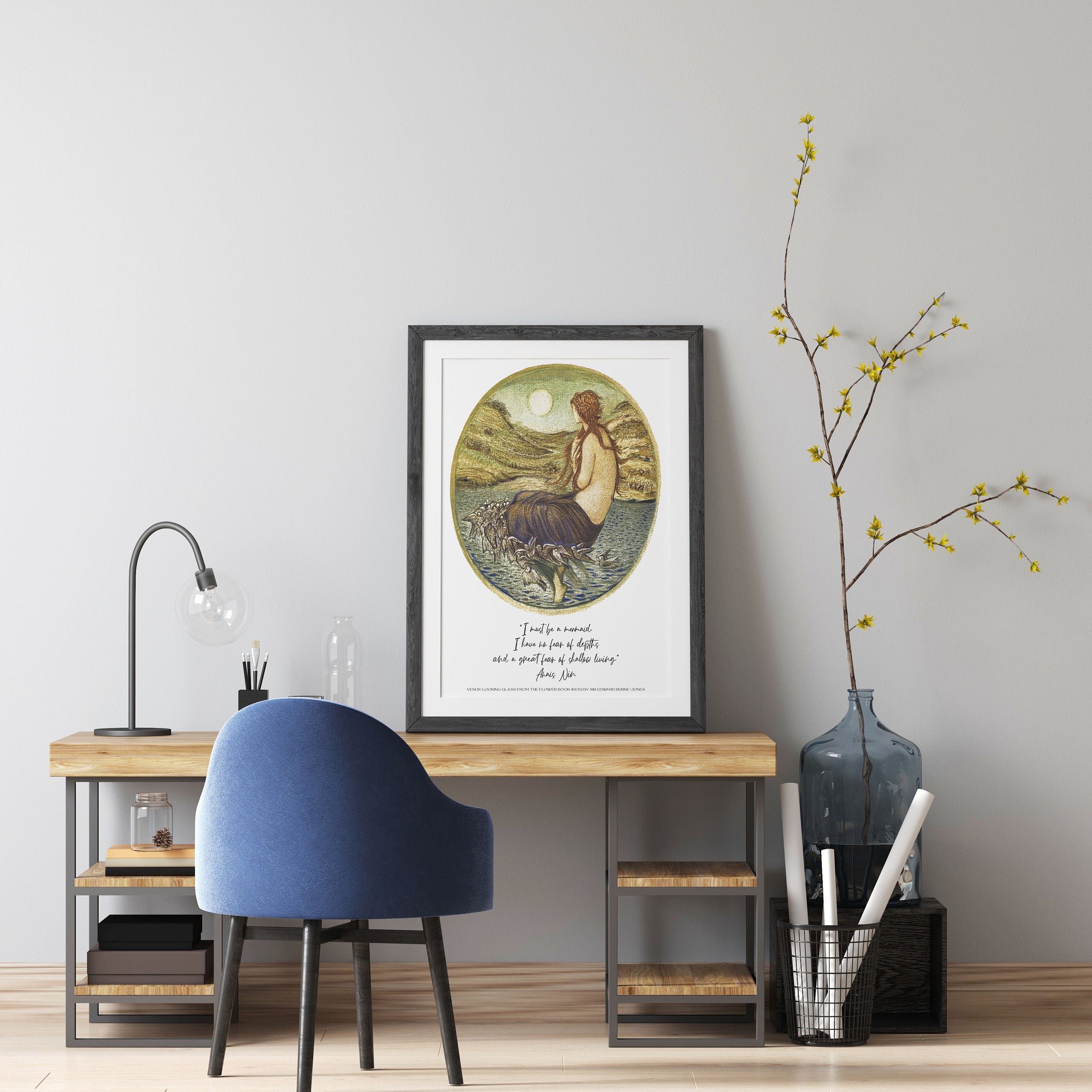 Anais Nin Mermaid Quote, Edward Burne–Jones Unframed Fine Art Print - I Must Be A Mermaid