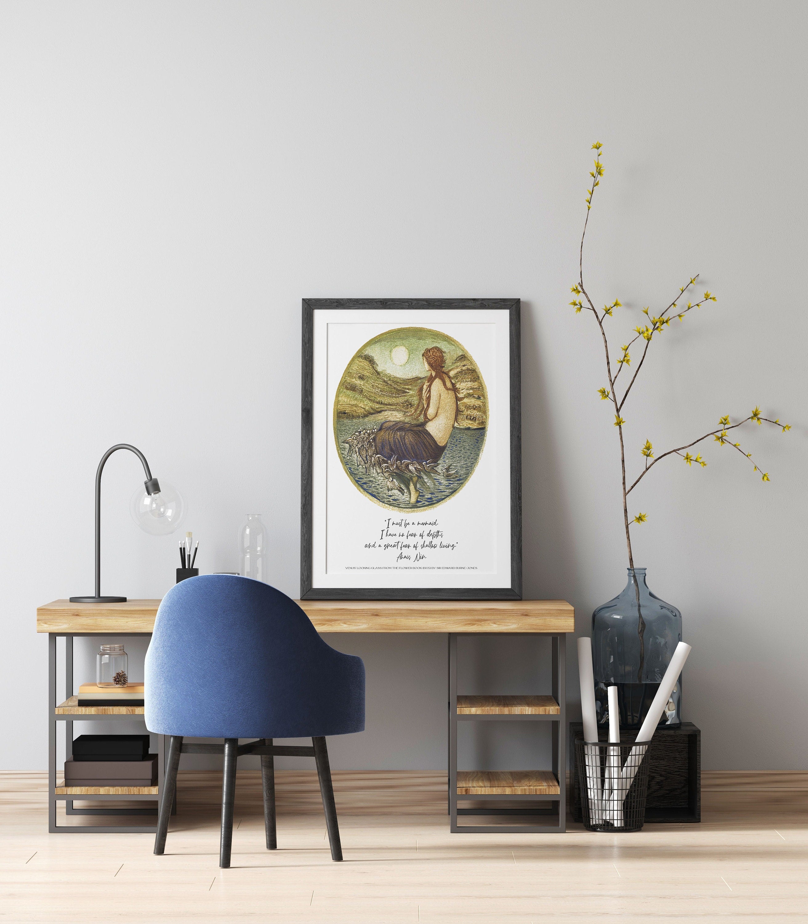 Anais Nin Mermaid Quote, Edward Burne–Jones Unframed Fine Art Print - I Must Be A Mermaid