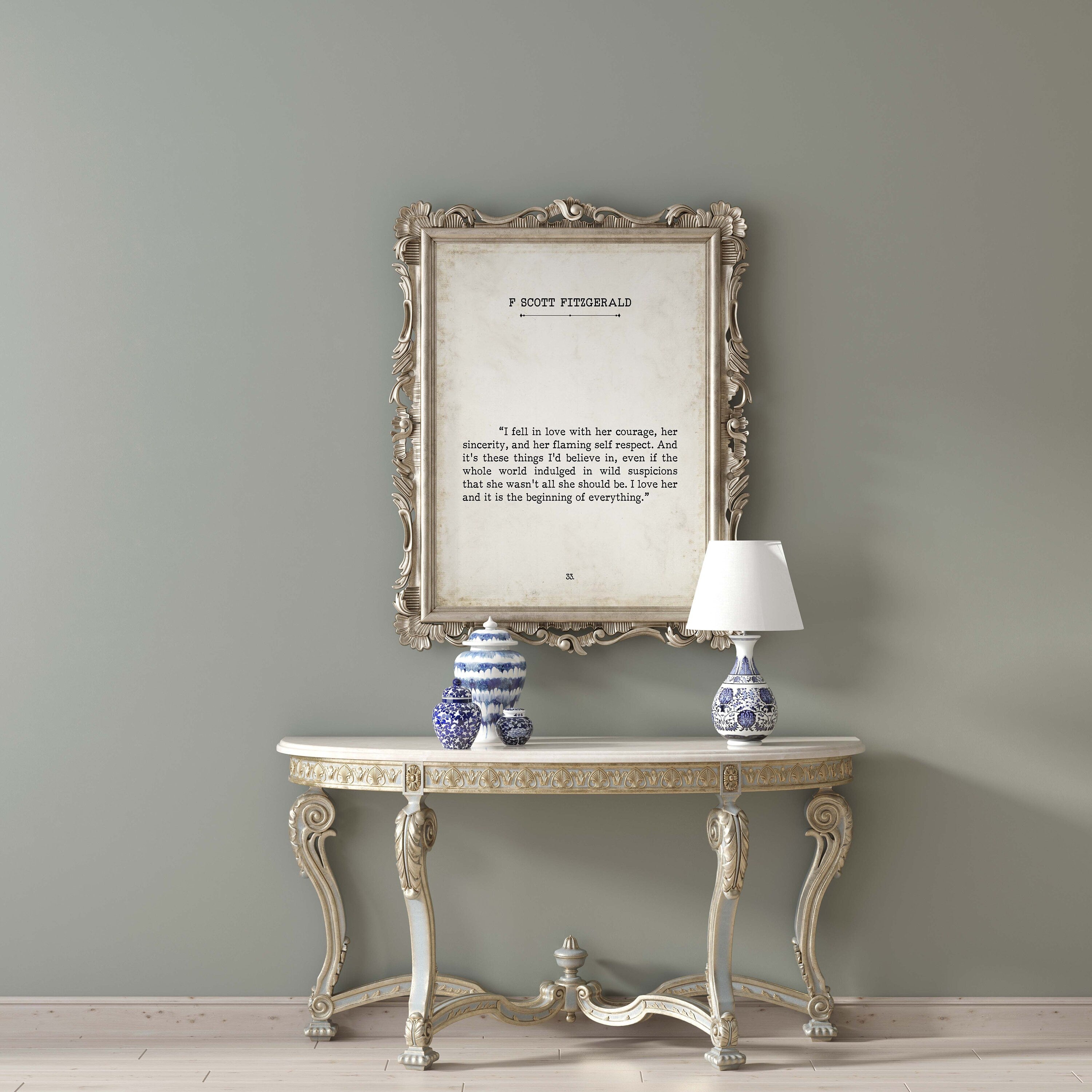 I Love Her FS Fitzgerald Book Page Inspirational Wall Art, Unframed Vintage Style Print Wall Decor I Fell In Love With Her Courage