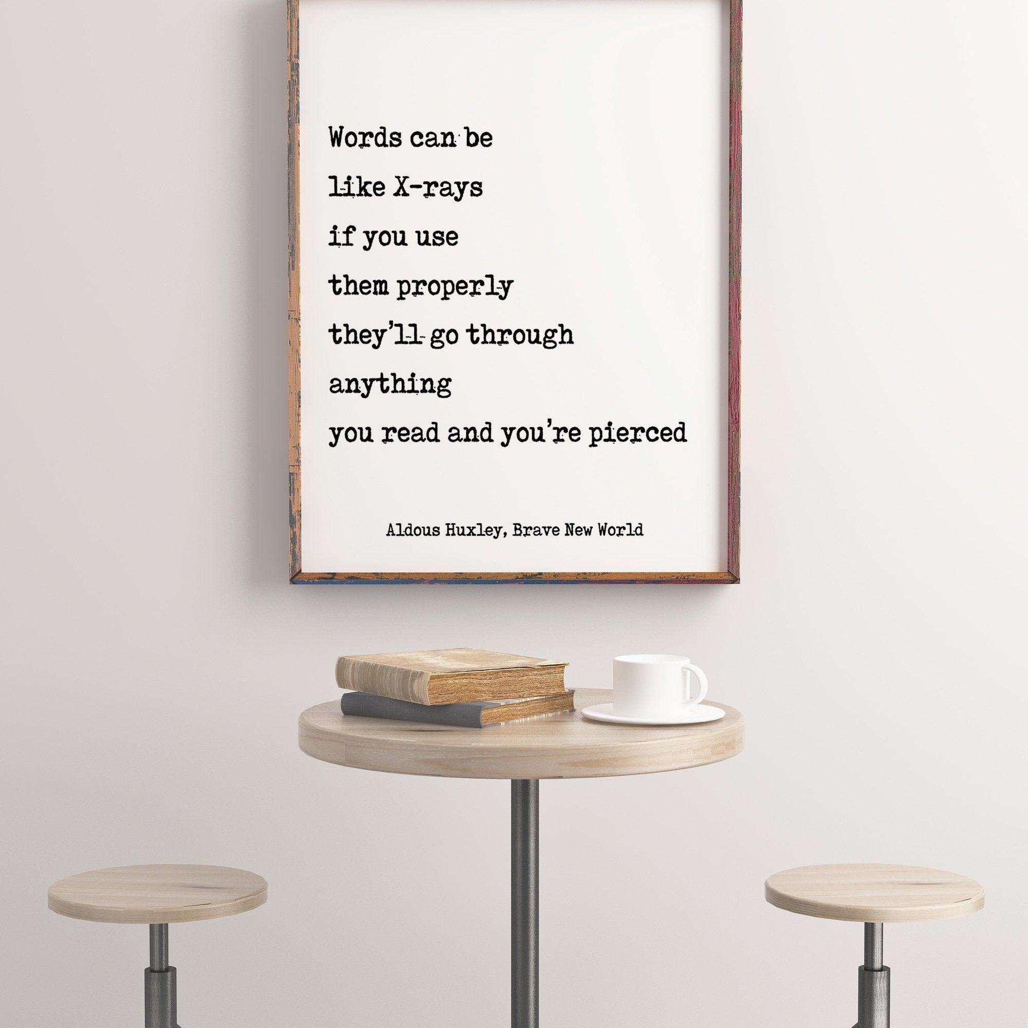 Words Can Be Like X-Rays Brave New World Aldous Huxley Quote Print, Modern Minimalist Art Scandinavian Style Print in Black & White Unframed