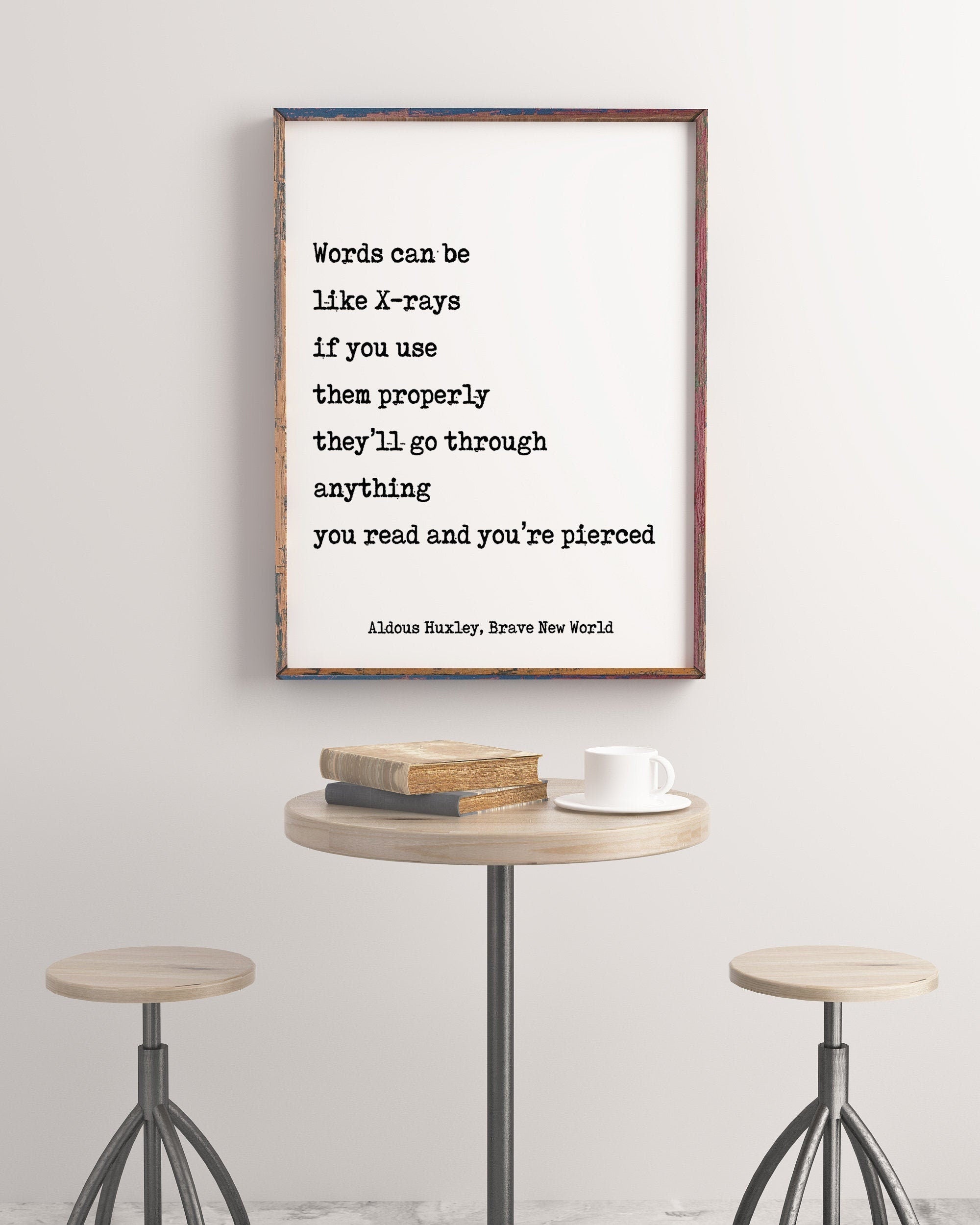 Words Can Be Like X-Rays Brave New World Aldous Huxley Quote Print, Modern Minimalist Art Scandinavian Style Print in Black & White Unframed
