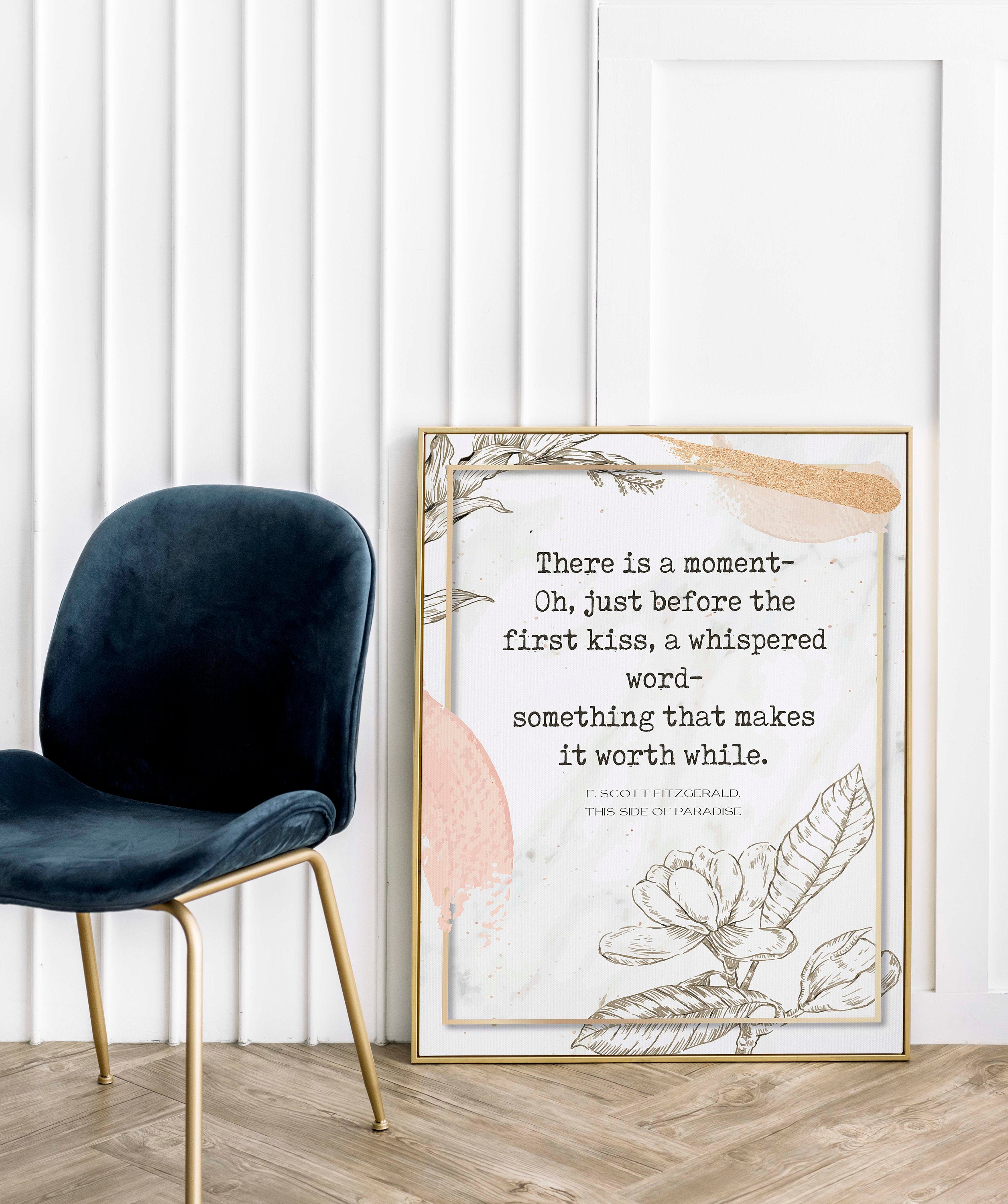 There is a Moment FS Fitzgerald Quote Wall Art Prints, Unframed Modern Abstract Watercolor Inspirational Bedroom or Living Room Wall Decor