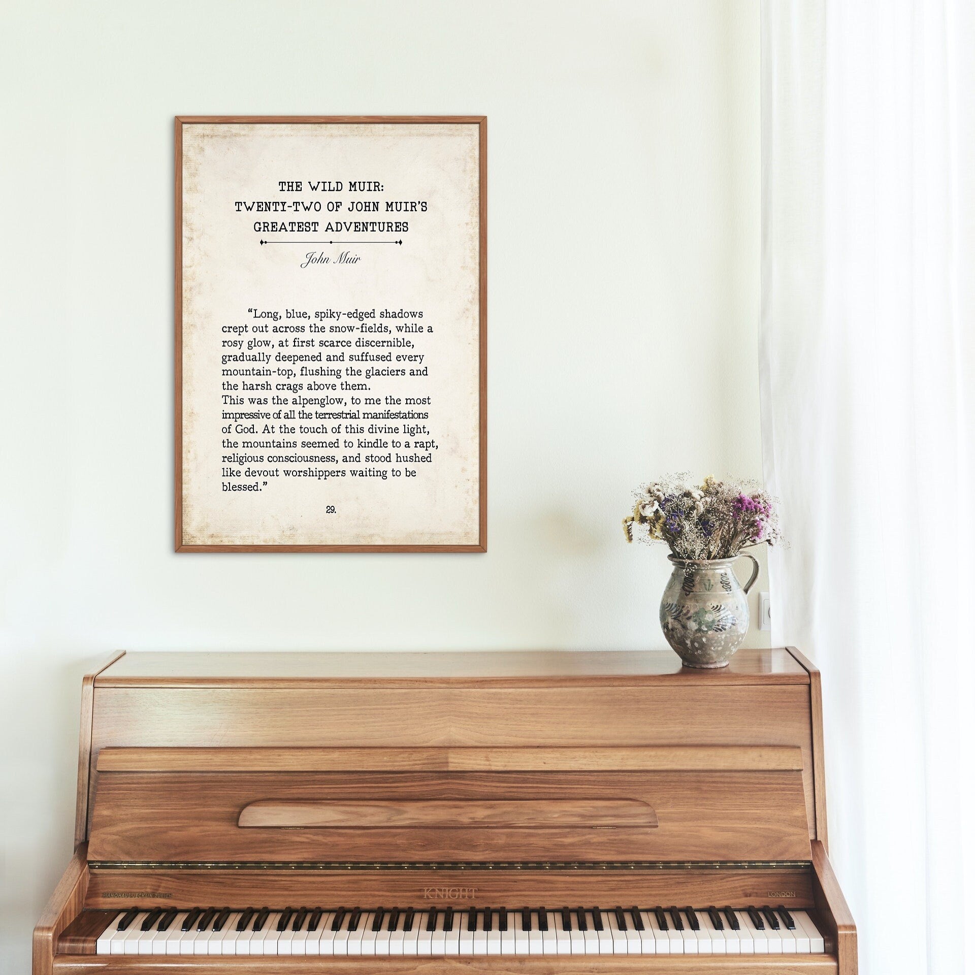 John Muir Book Page Inspirational Wall Art, John Muir's Greatest Adventures Quote Vintage Style Print Wall Decor