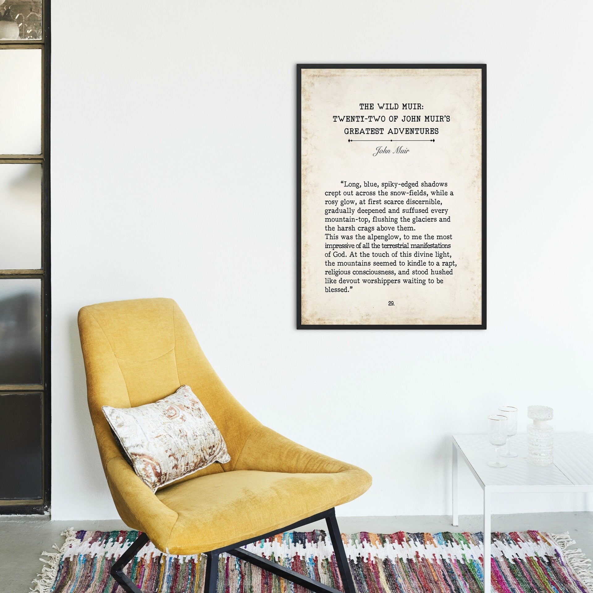 John Muir Book Page Inspirational Wall Art, John Muir's Greatest Adventures Quote Vintage Style Print Wall Decor