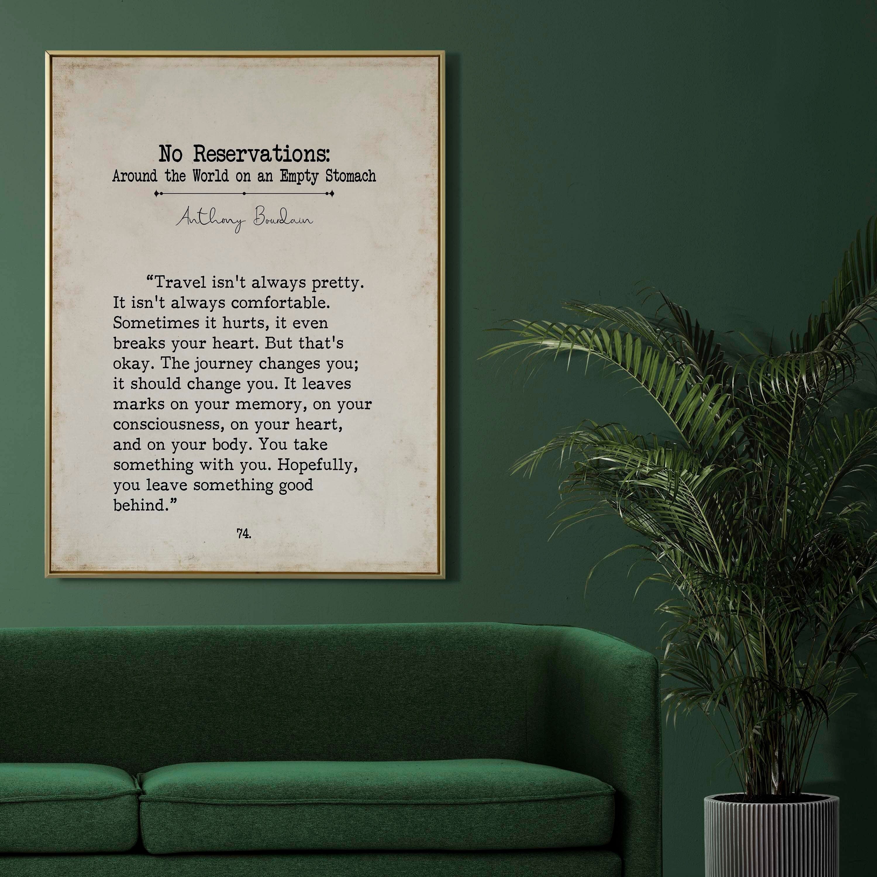 Anthony Bourdain Book Page Inspirational Wall Art, Travel Isn't Pretty Quote Vintage Style Print Wall Decor