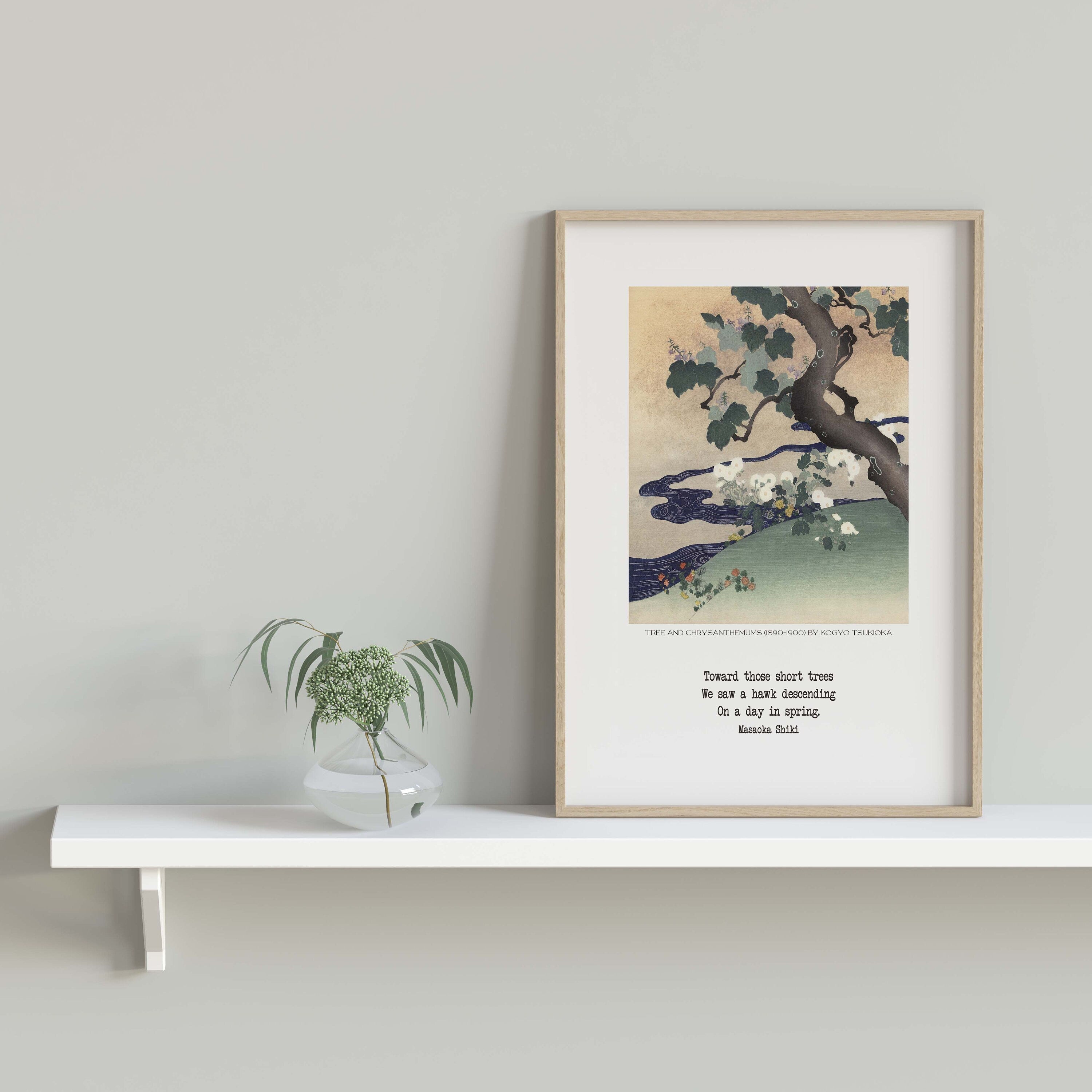 Masaoka Shiki Haiku Poem Print, Japanese Fine Art Print Painting - Kogyo Tsukioka Spring Trees Nature Painting