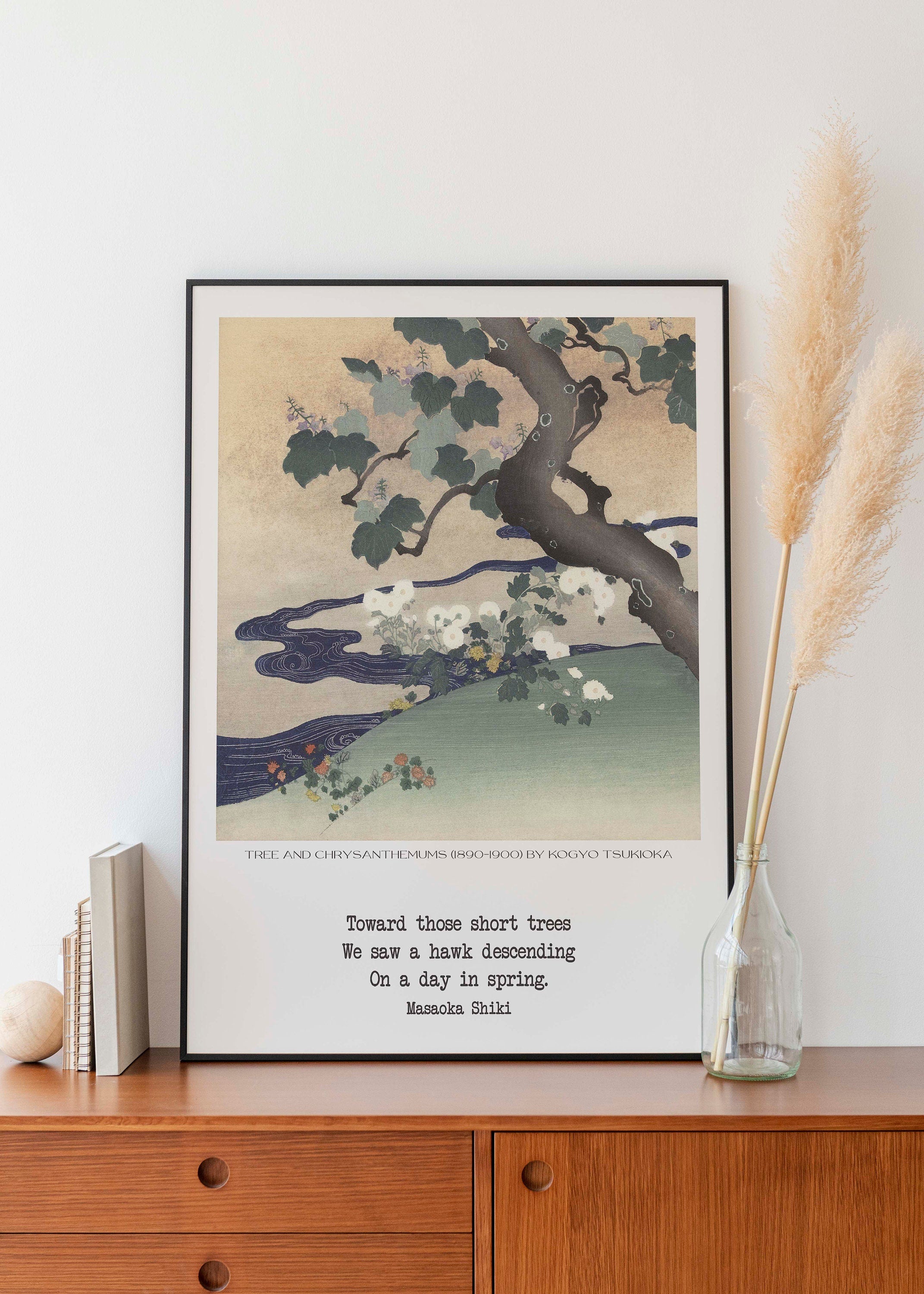 Masaoka Shiki Haiku Poem Print, Japanese Fine Art Print Painting - Kogyo Tsukioka Spring Trees Nature Painting