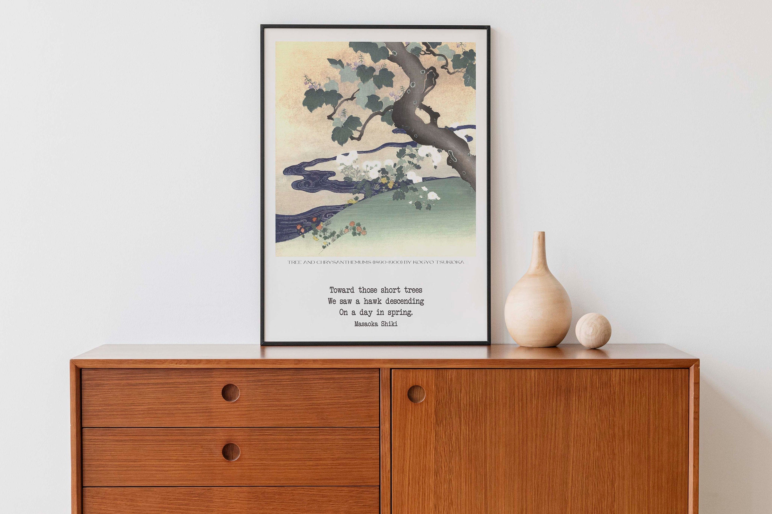 Masaoka Shiki Haiku Poem Print, Japanese Fine Art Print Painting - Kogyo Tsukioka Spring Trees Nature Painting