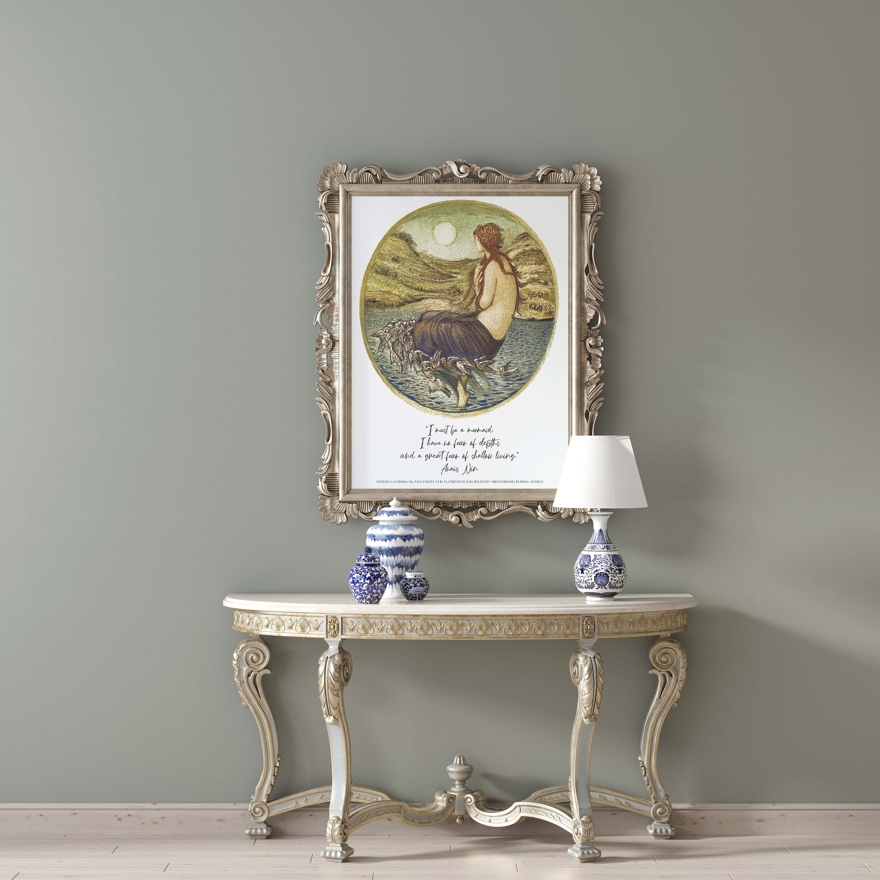 Anais Nin Mermaid Quote, Edward Burne–Jones Unframed Fine Art Print - I Must Be A Mermaid