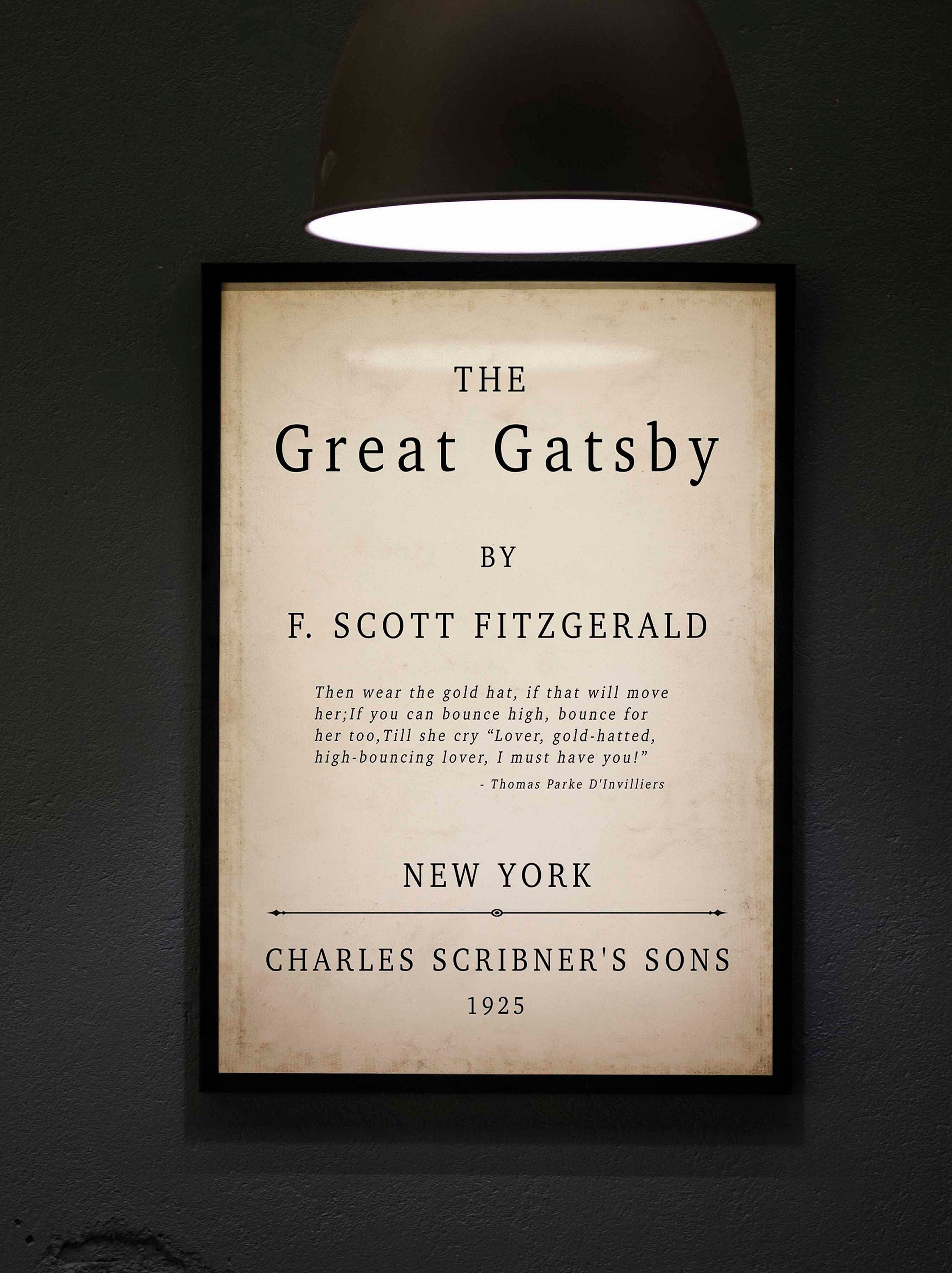 FRAMED F Scott Fitzgerald The Great Gatsby Inner Title Page Print - Gatsby Wall Art Deco