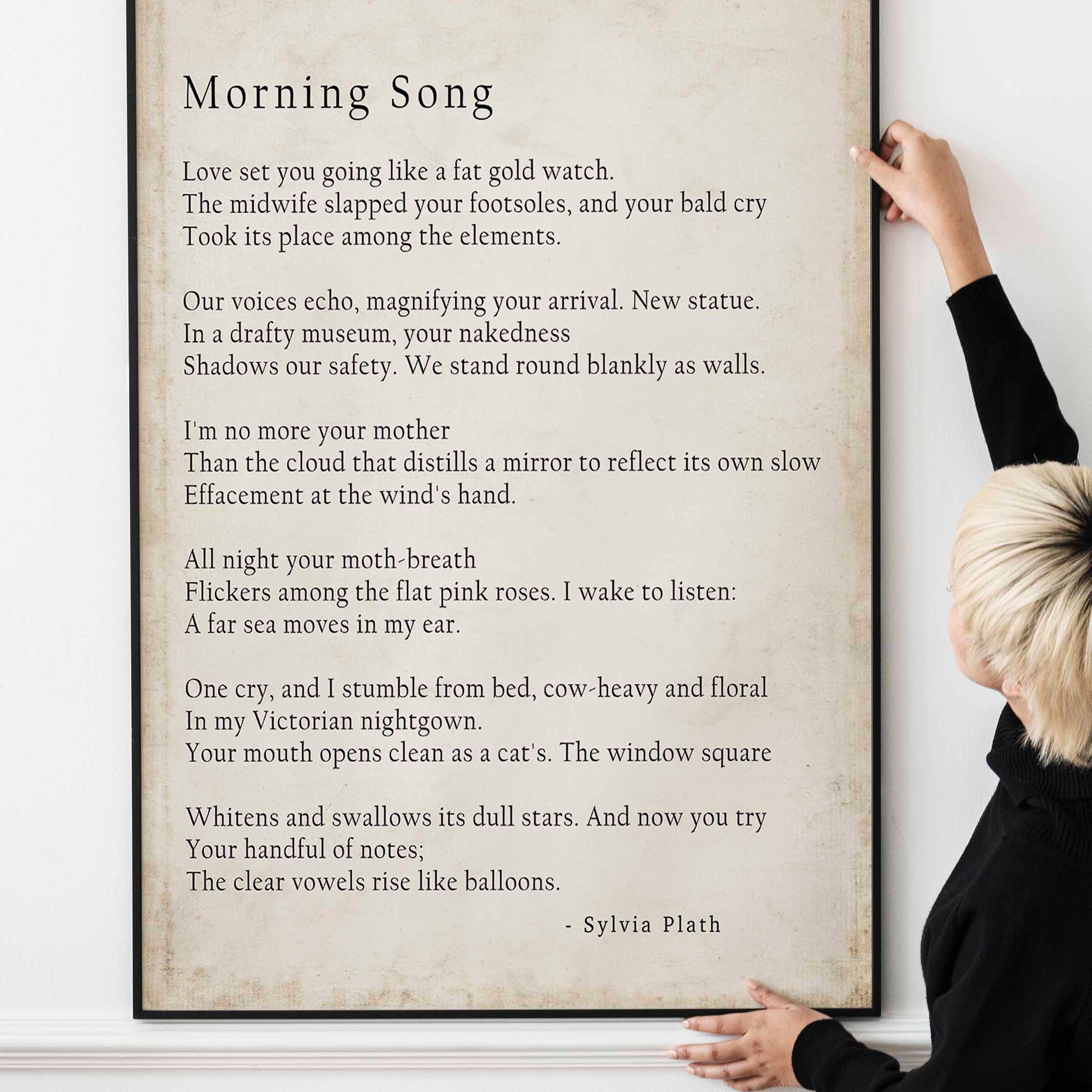 Sylvia Plath Poem Morning Song Print, Library Art