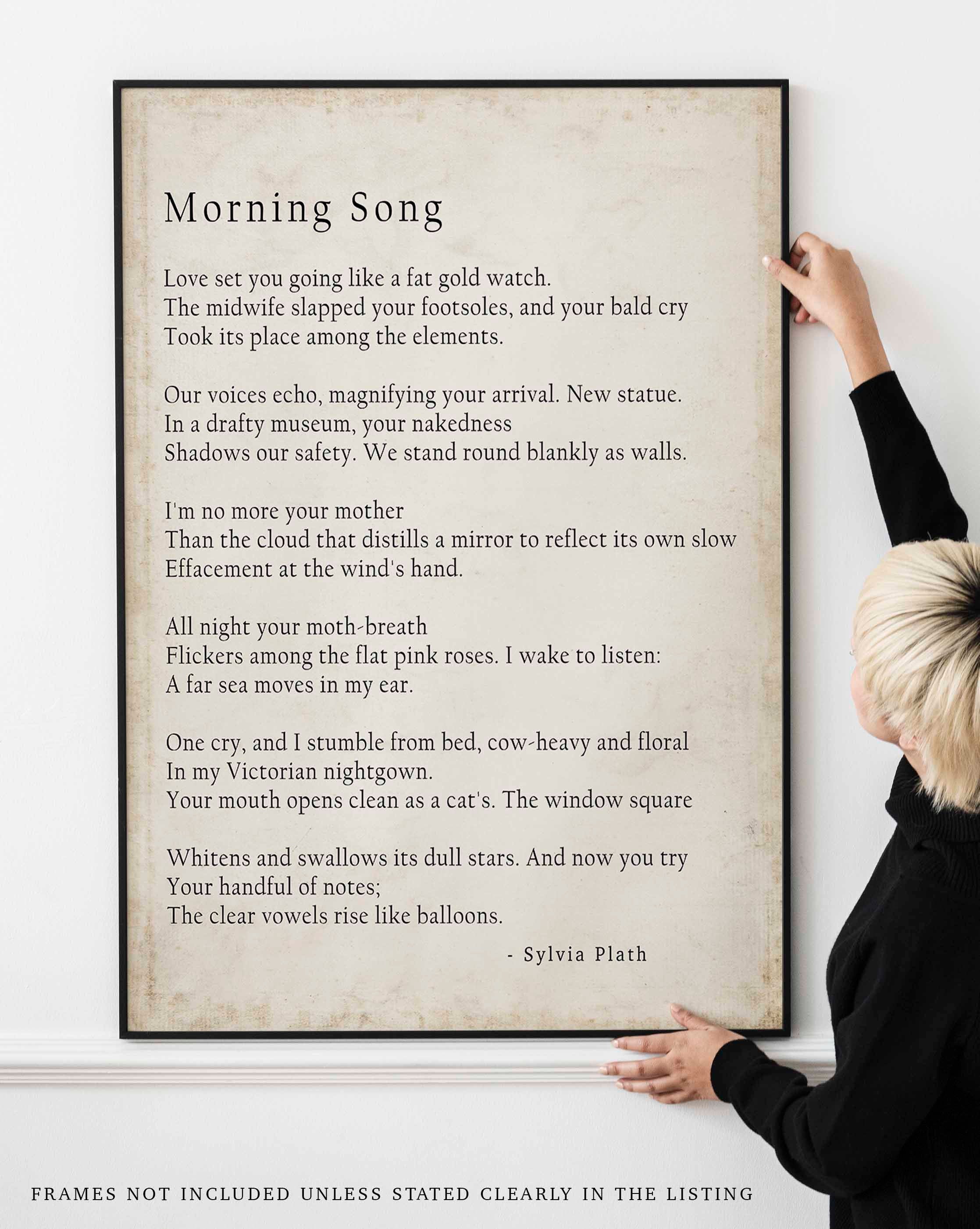 Sylvia Plath Poem Morning Song Print, Library Art