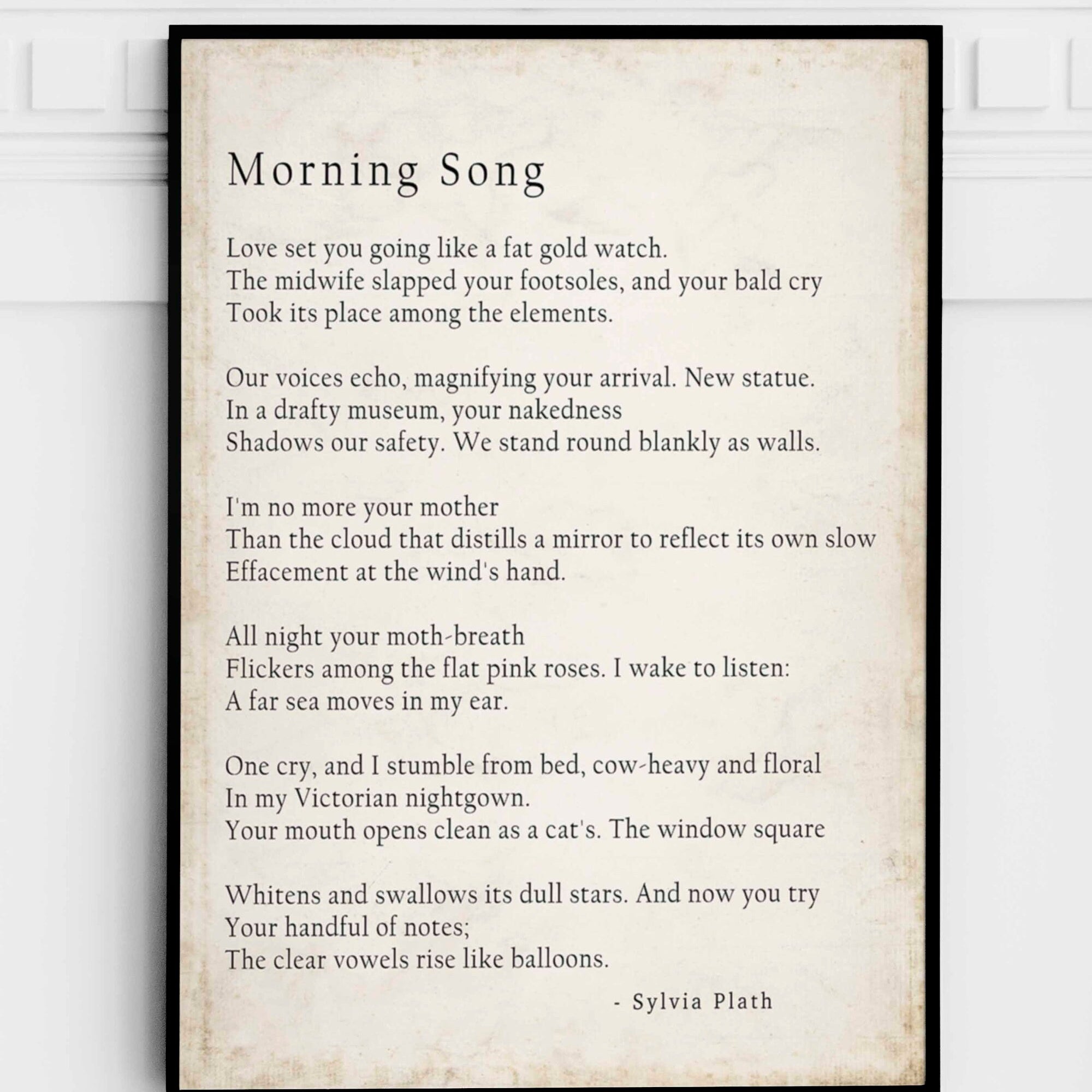 Sylvia Plath Poem Morning Song Print, Library Art