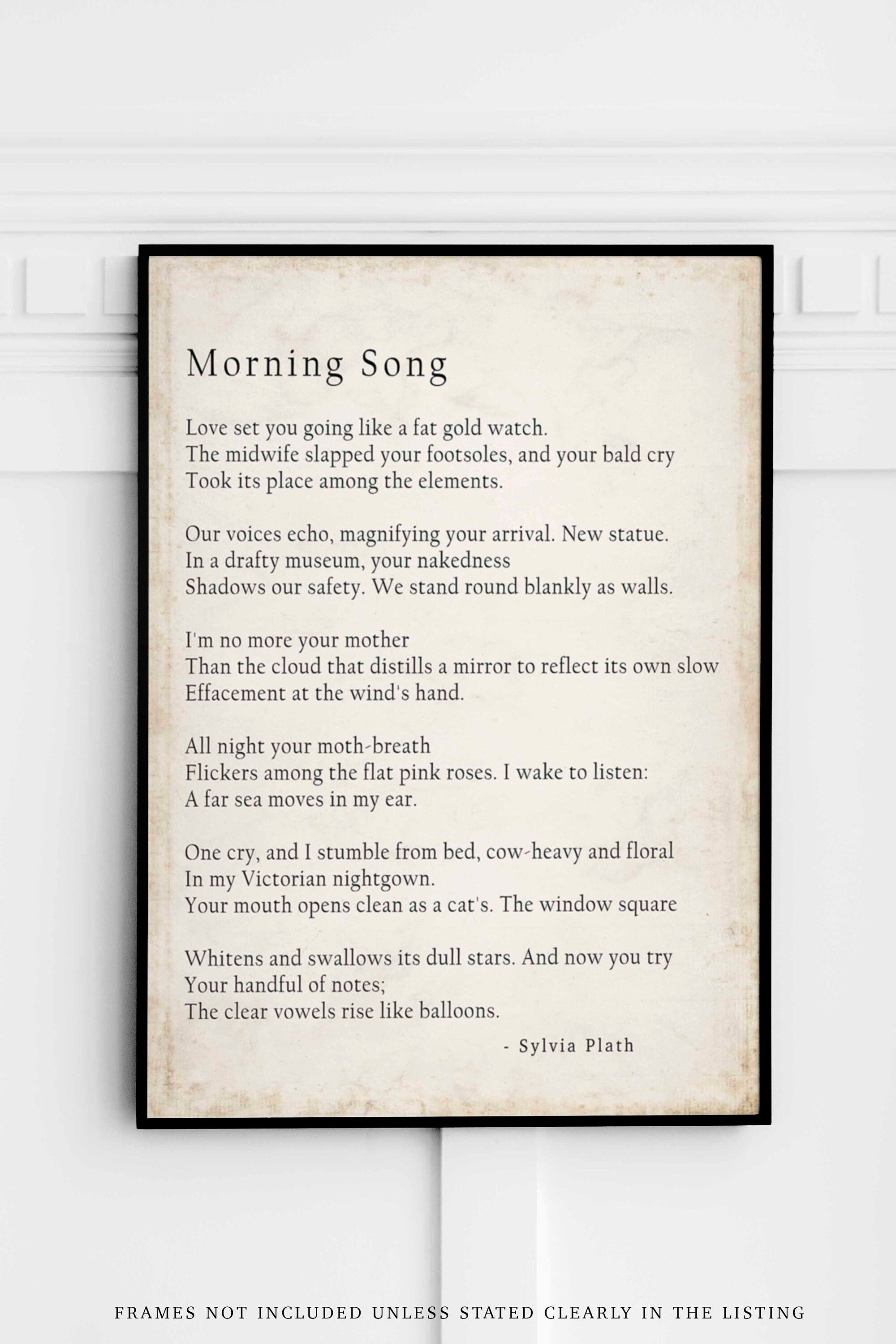 Sylvia Plath Poem Morning Song Print, Library Art