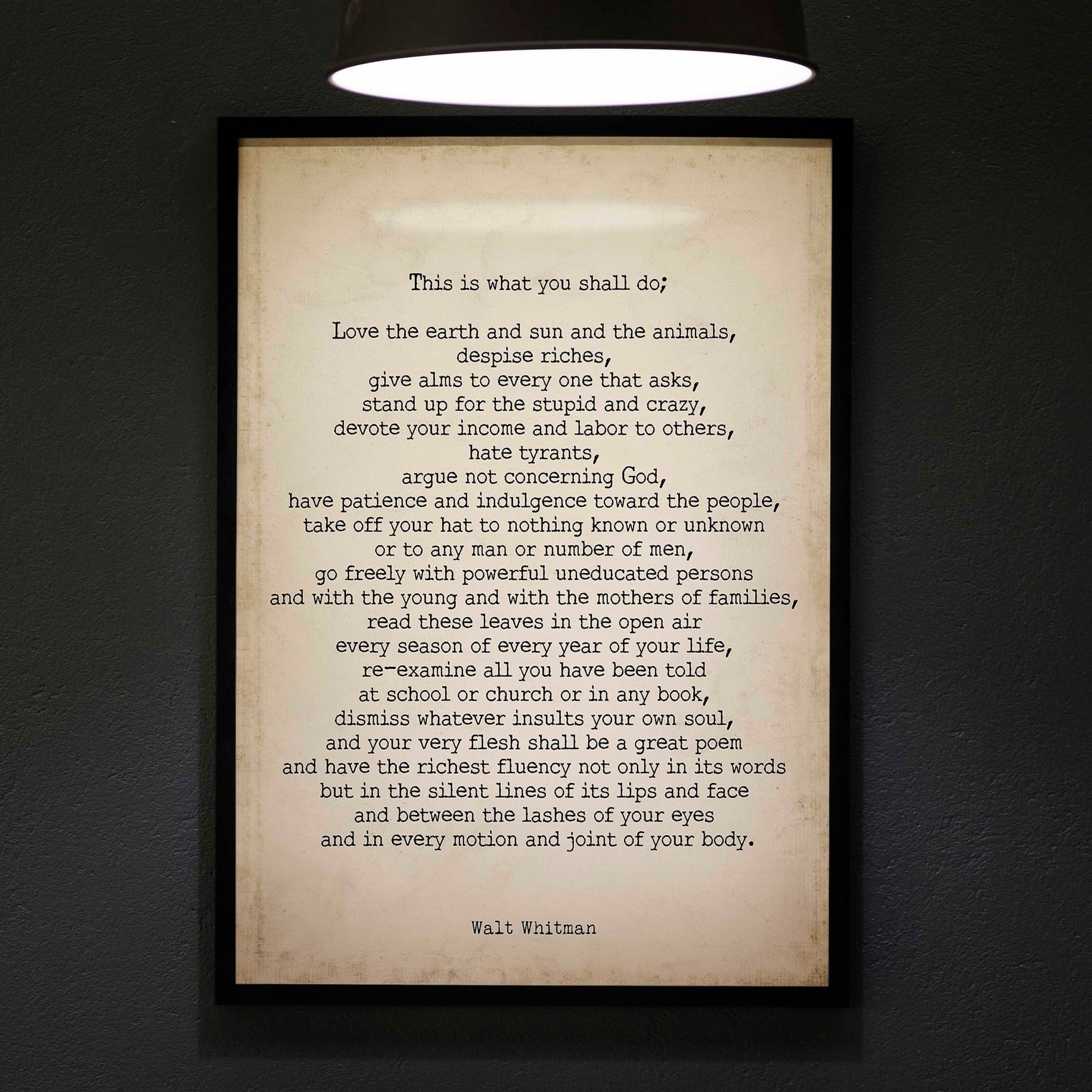 PRINTABLE Walt Whitman Leaves of Grass Print, This Is What You Shall Do Inspirational Poem INSTANT DOWNLOAD