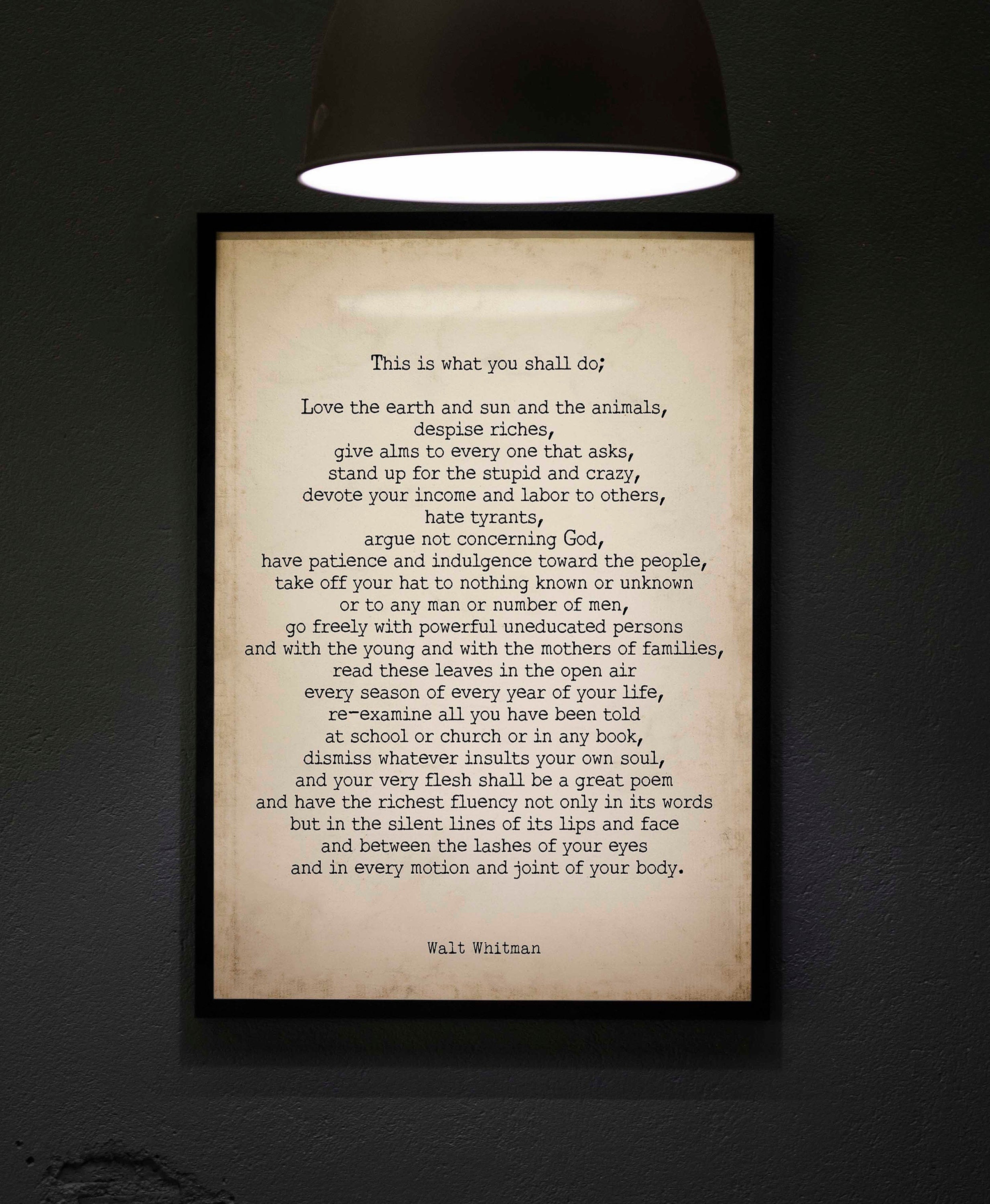 PRINTABLE Walt Whitman Leaves of Grass Print, This Is What You Shall Do Inspirational Poem INSTANT DOWNLOAD