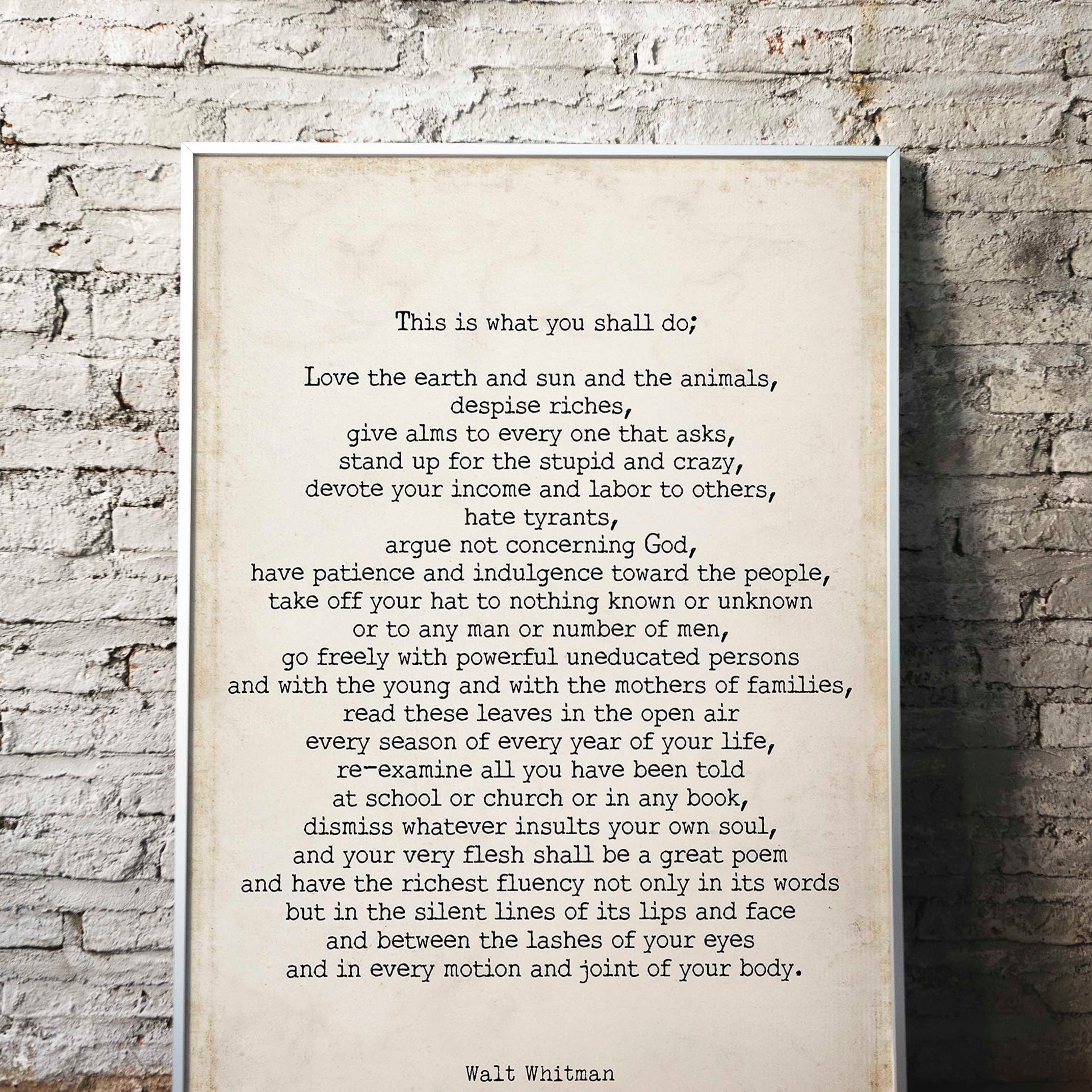 PRINTABLE Walt Whitman Leaves of Grass Print, This Is What You Shall Do Inspirational Poem INSTANT DOWNLOAD