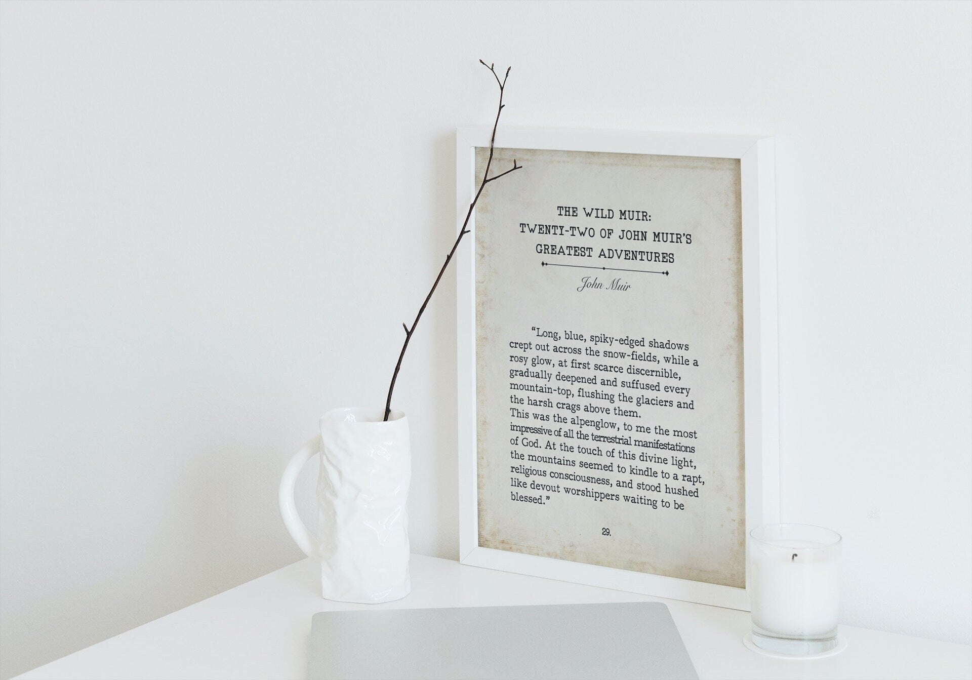 John Muir Book Page Inspirational Wall Art, John Muir's Greatest Adventures Quote Vintage Style Print Wall Decor