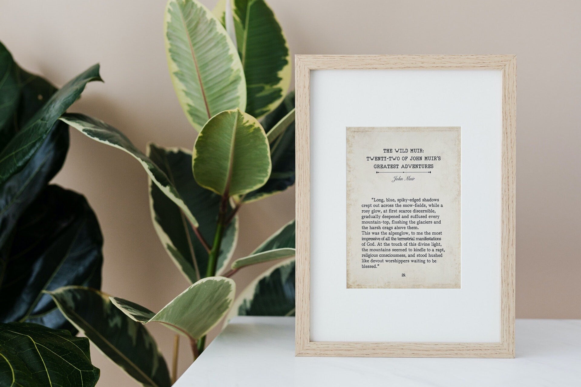 John Muir Book Page Inspirational Wall Art, John Muir's Greatest Adventures Quote Vintage Style Print Wall Decor