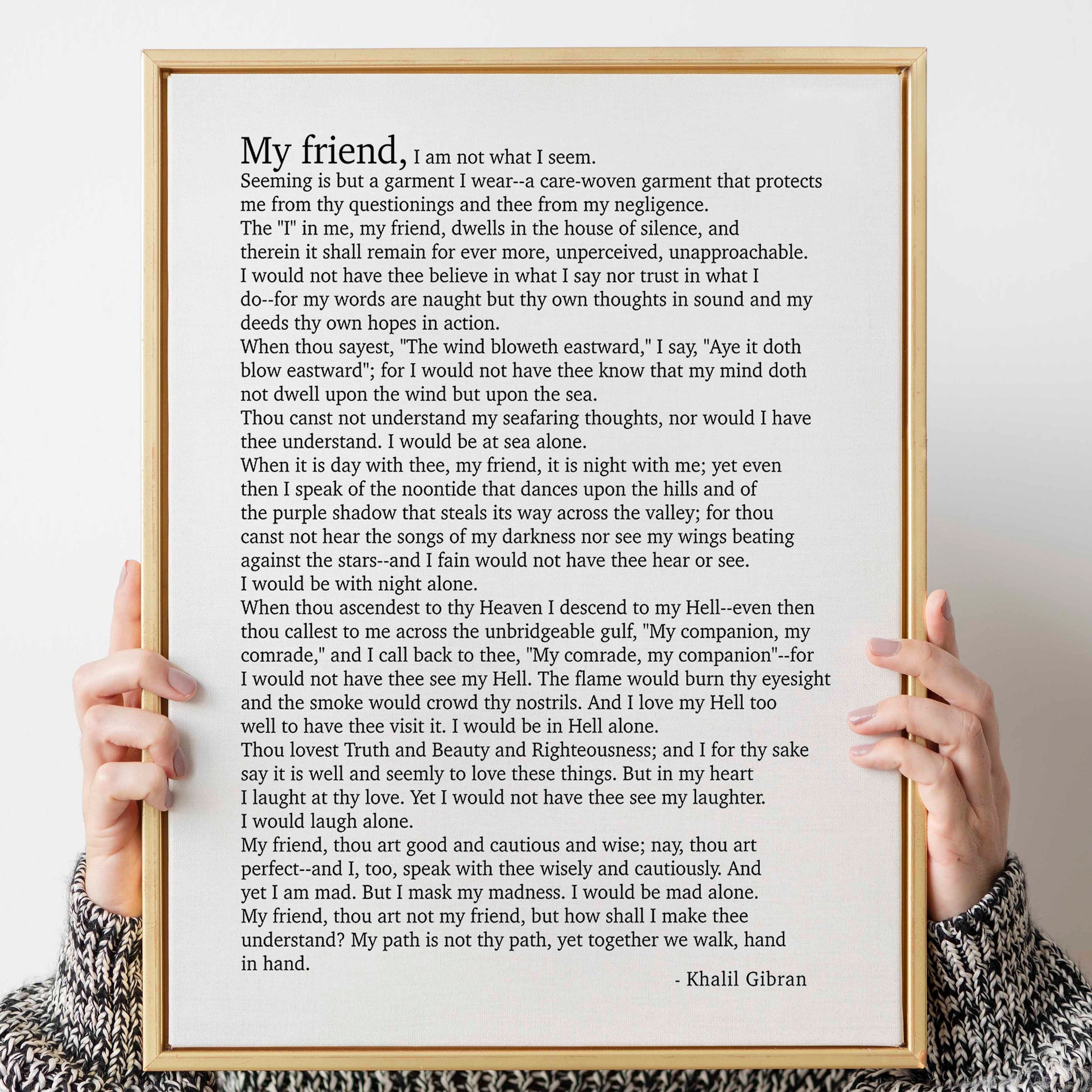 Kahlil Gibran Poem My Friend - Poetry Decor Wall Art Prints, Literary Decor Gifts