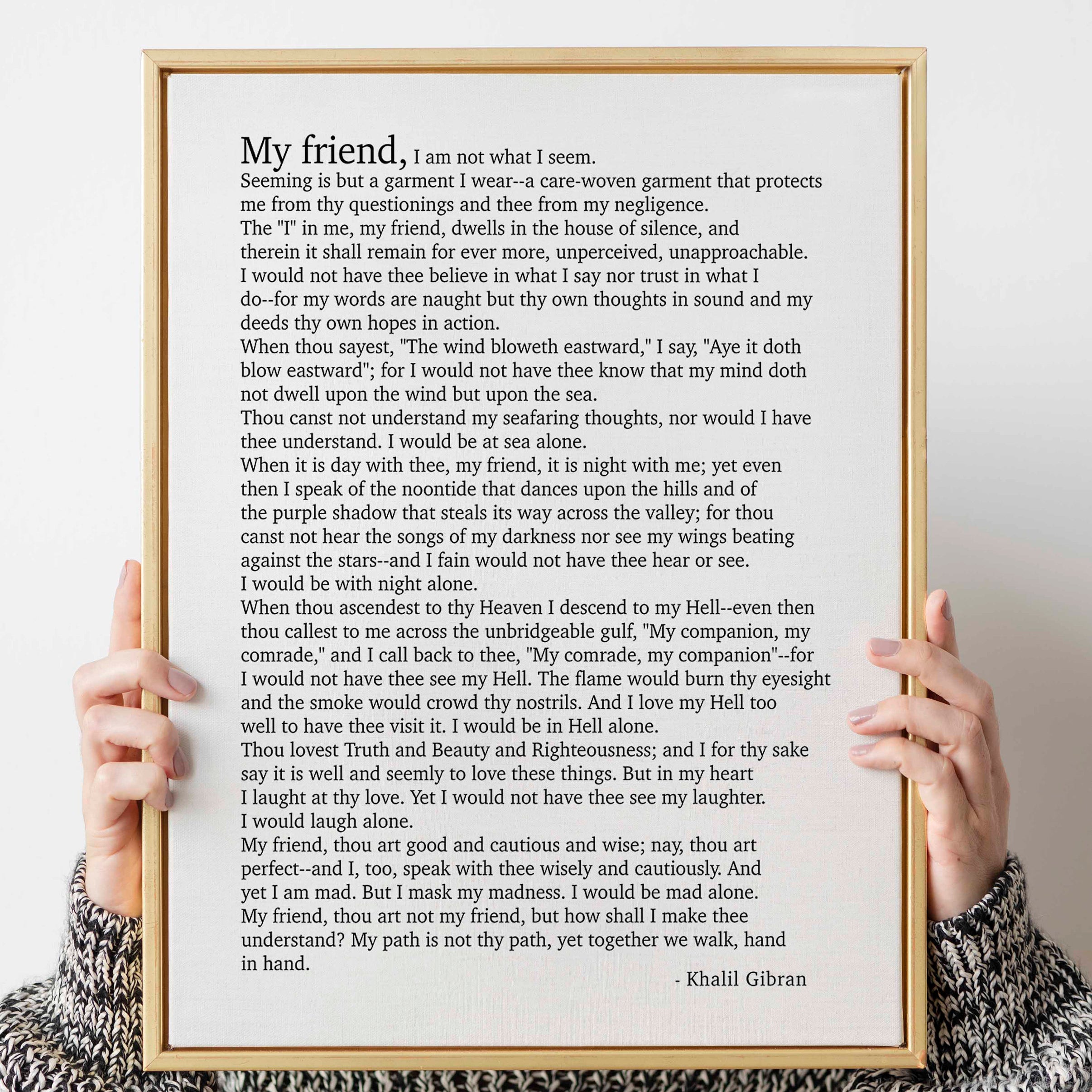 Kahlil Gibran Poem My Friend - Poetry Decor Wall Art Prints, Literary Decor Gifts