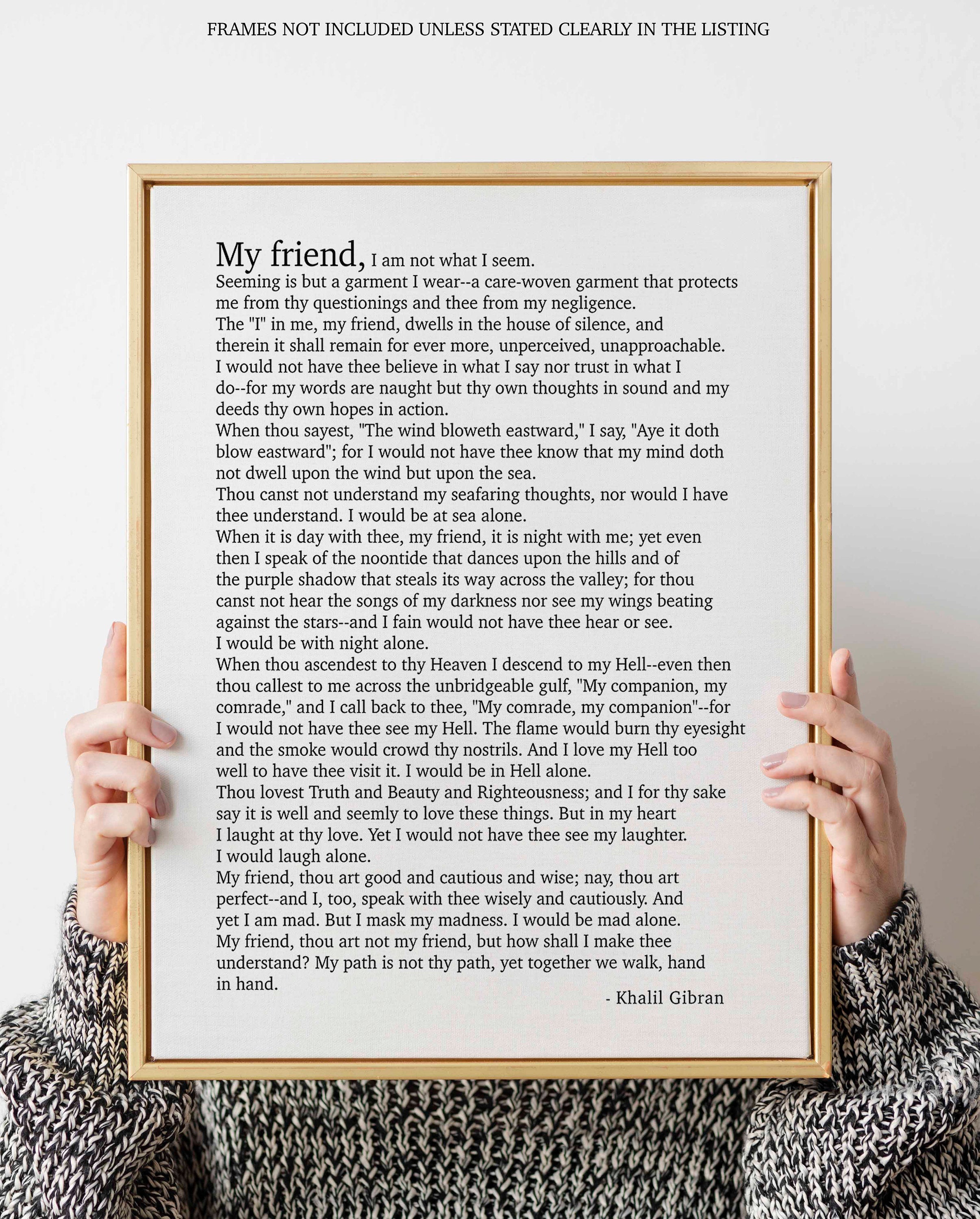 Kahlil Gibran Poem My Friend - Poetry Decor Wall Art Prints, Literary Decor Gifts