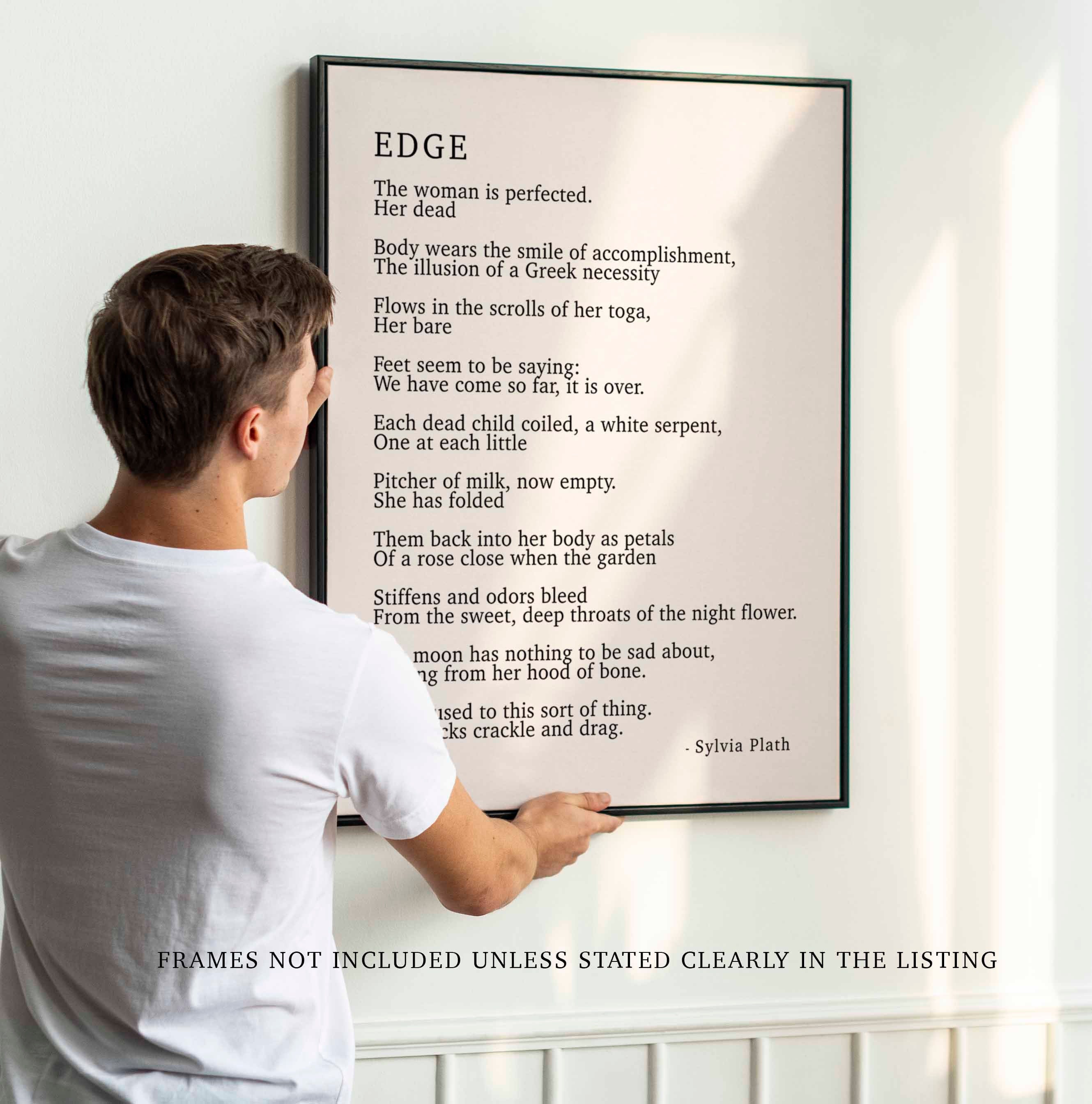 PRINTABLE Sylvia Plath Poem Edge Print, Library Art