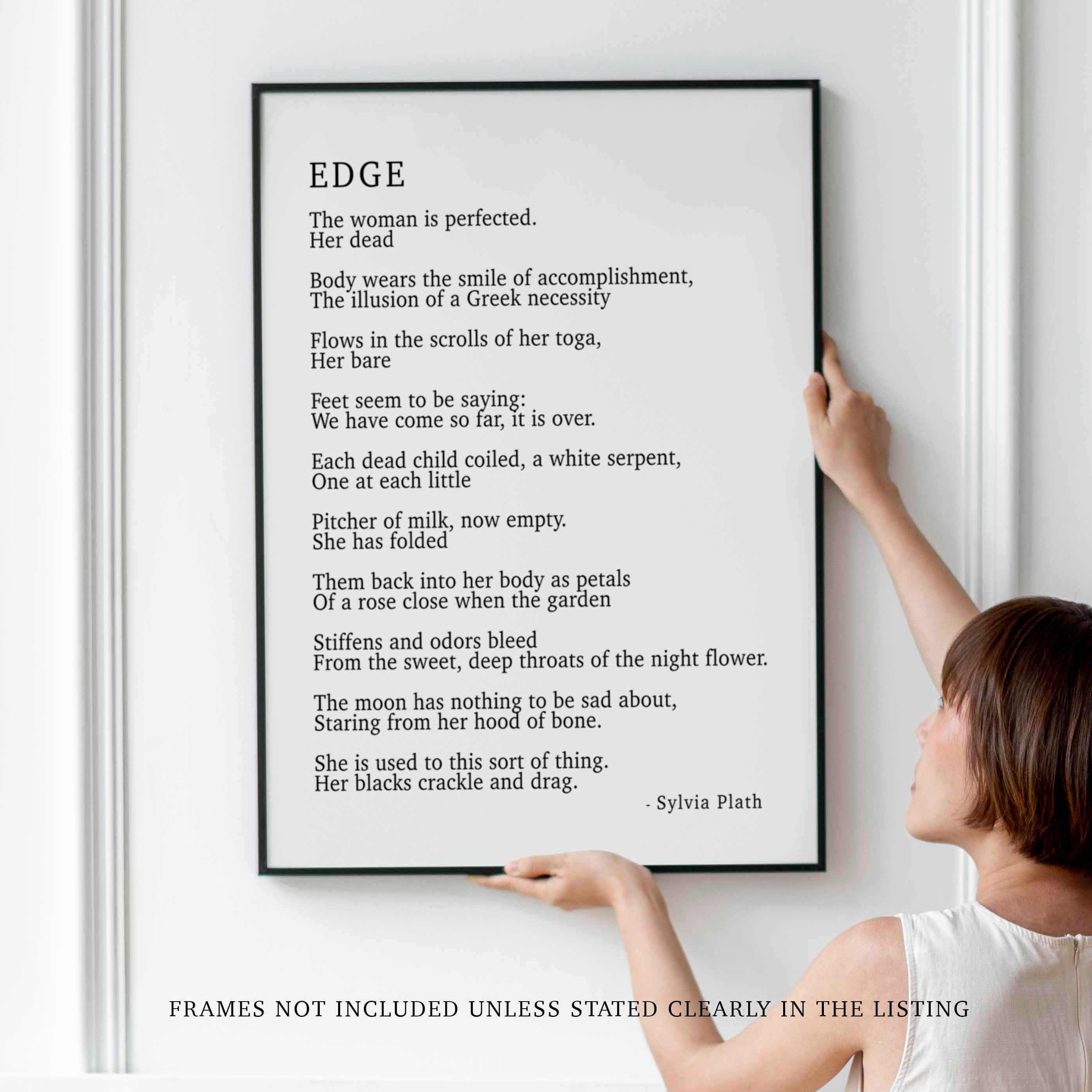 PRINTABLE Sylvia Plath Poem Edge Print, Library Art