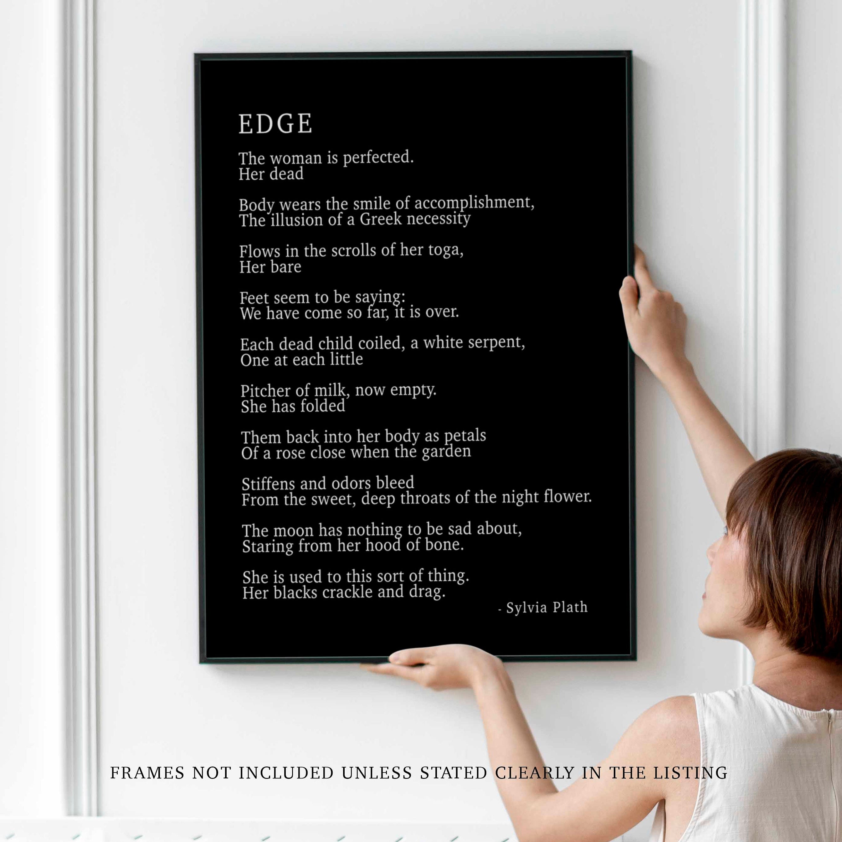PRINTABLE Sylvia Plath Poem Edge Print, Library Art