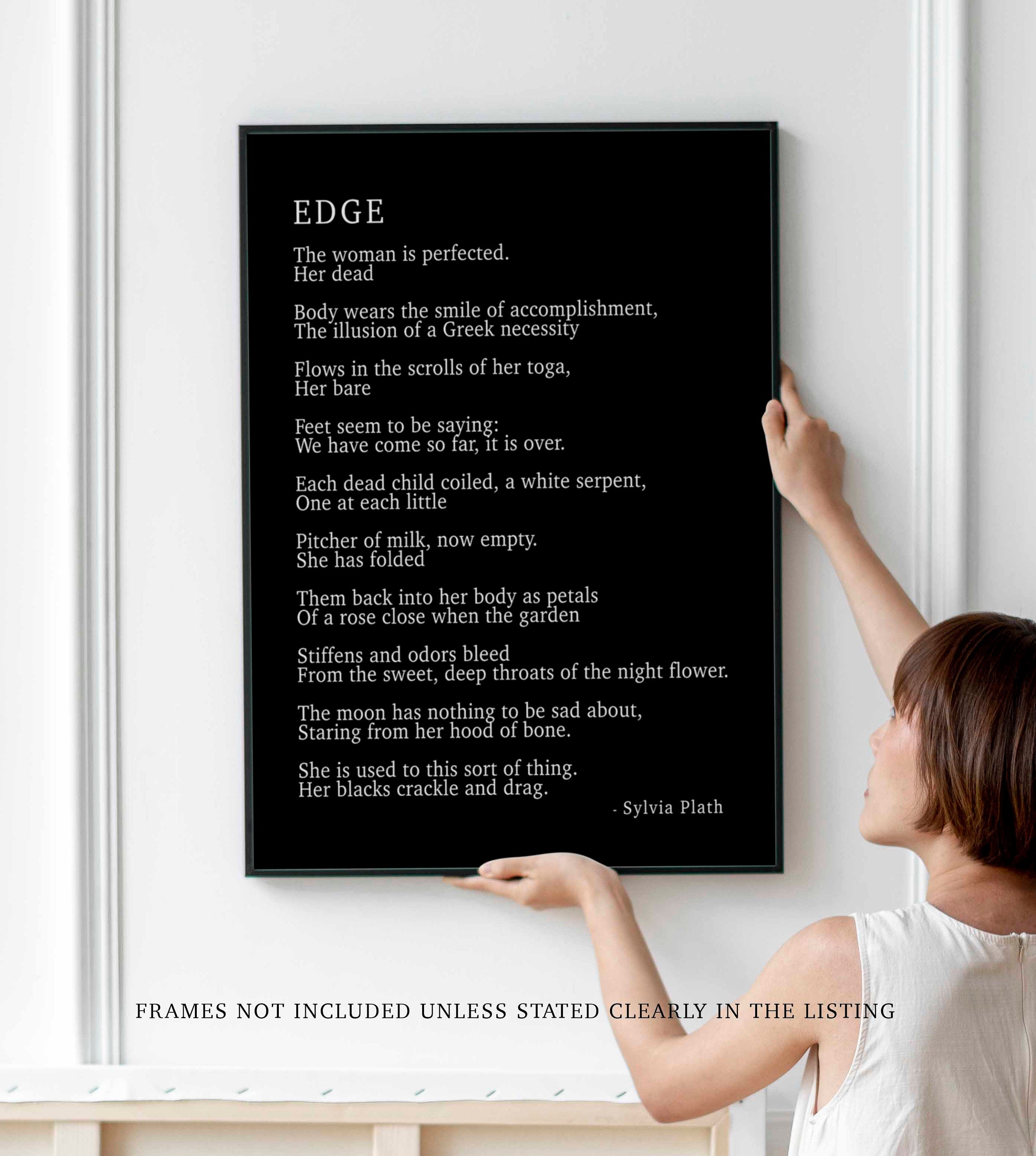PRINTABLE Sylvia Plath Poem Edge Print, Library Art