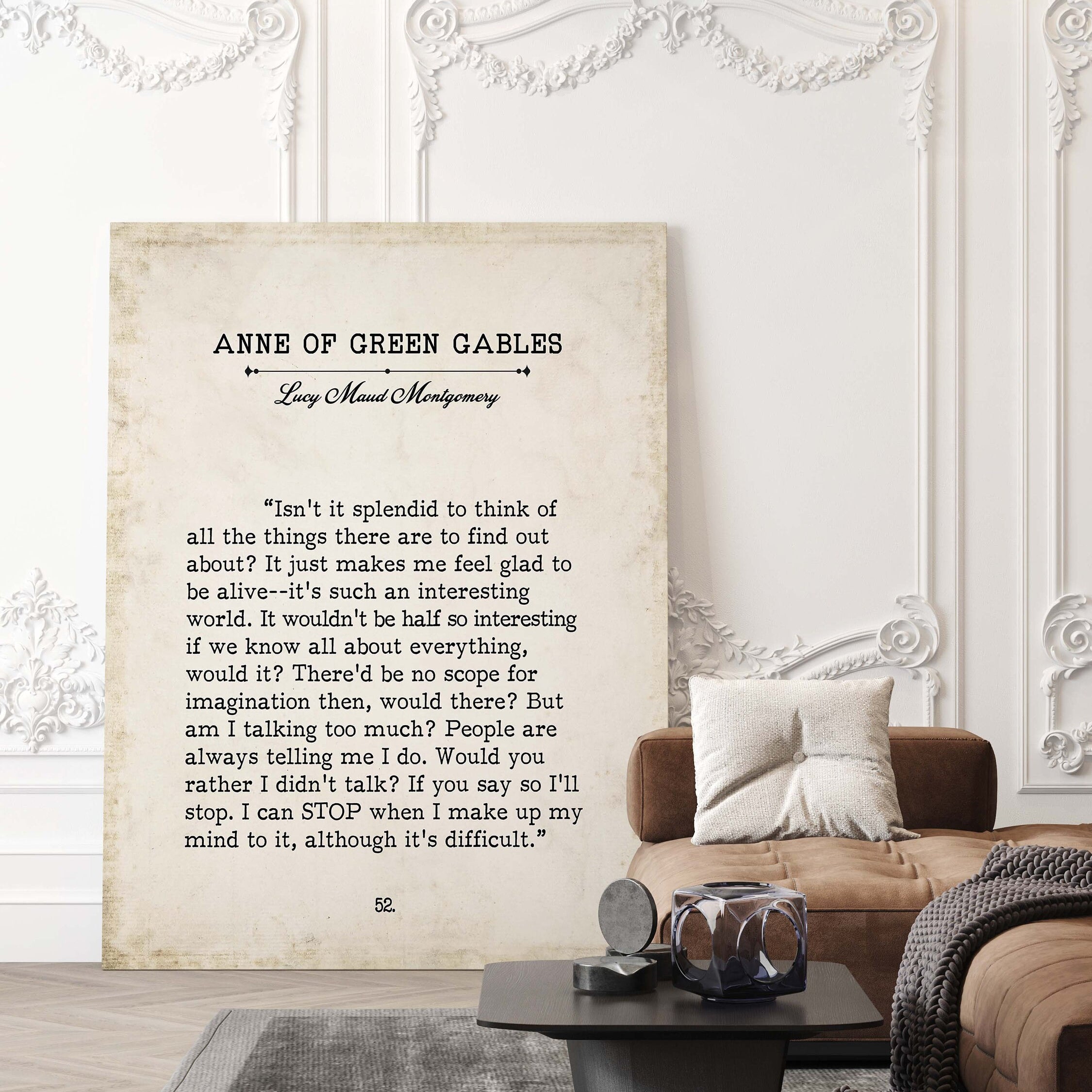 L M Montgomery Book Page Inspirational Wall Art, Anne of Green Gables Quote Vintage Style Print Wall Decor