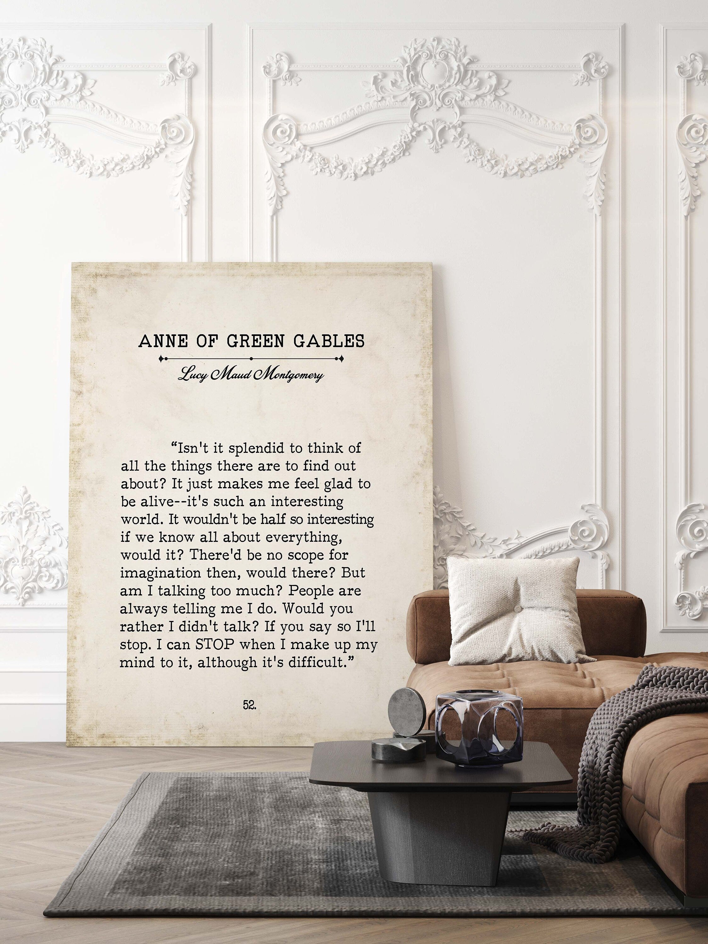 L M Montgomery Book Page Inspirational Wall Art, Anne of Green Gables Quote Vintage Style Print Wall Decor