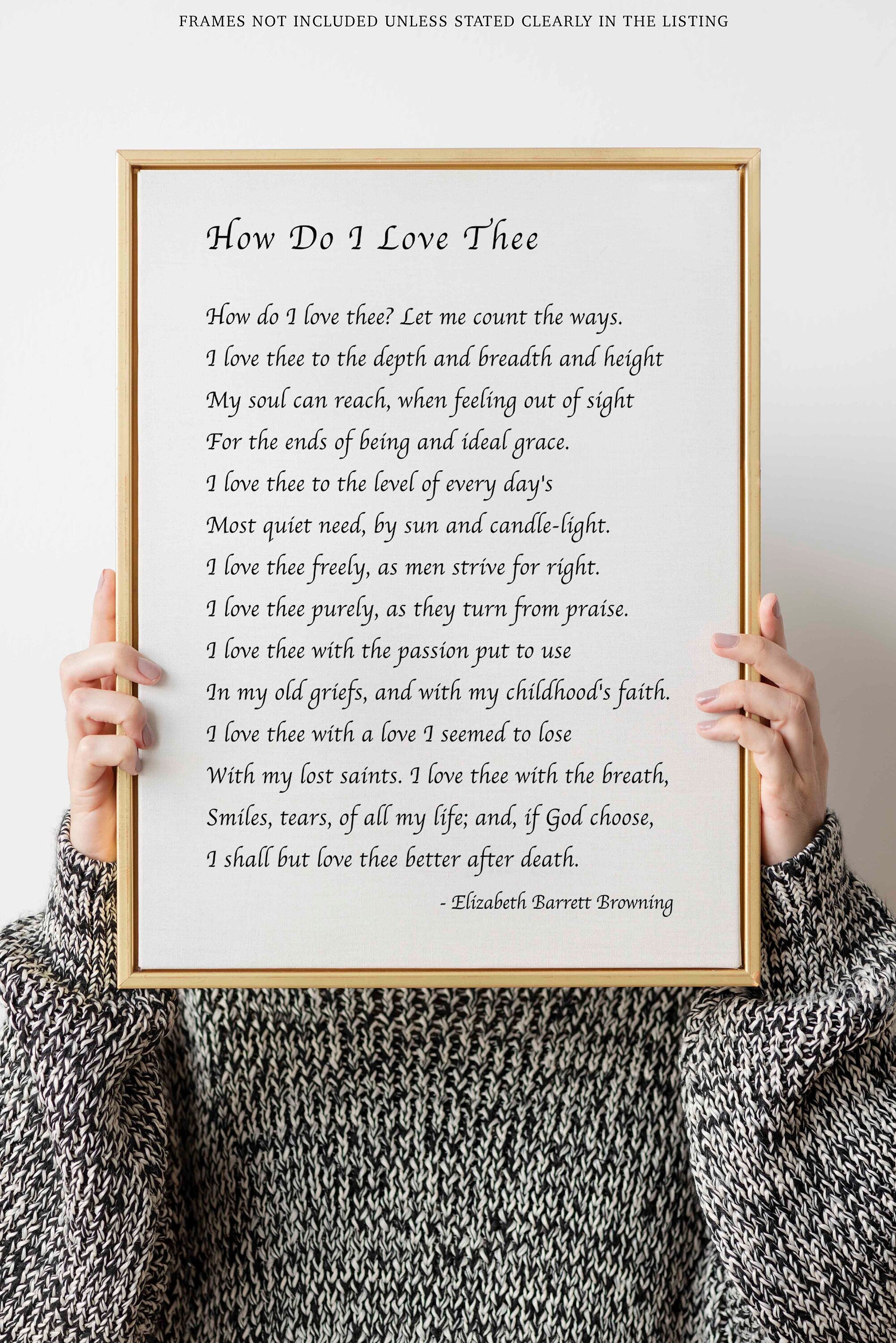Elizabeth Barrett Browning, How Do I Love Thee Poetry Quote Art