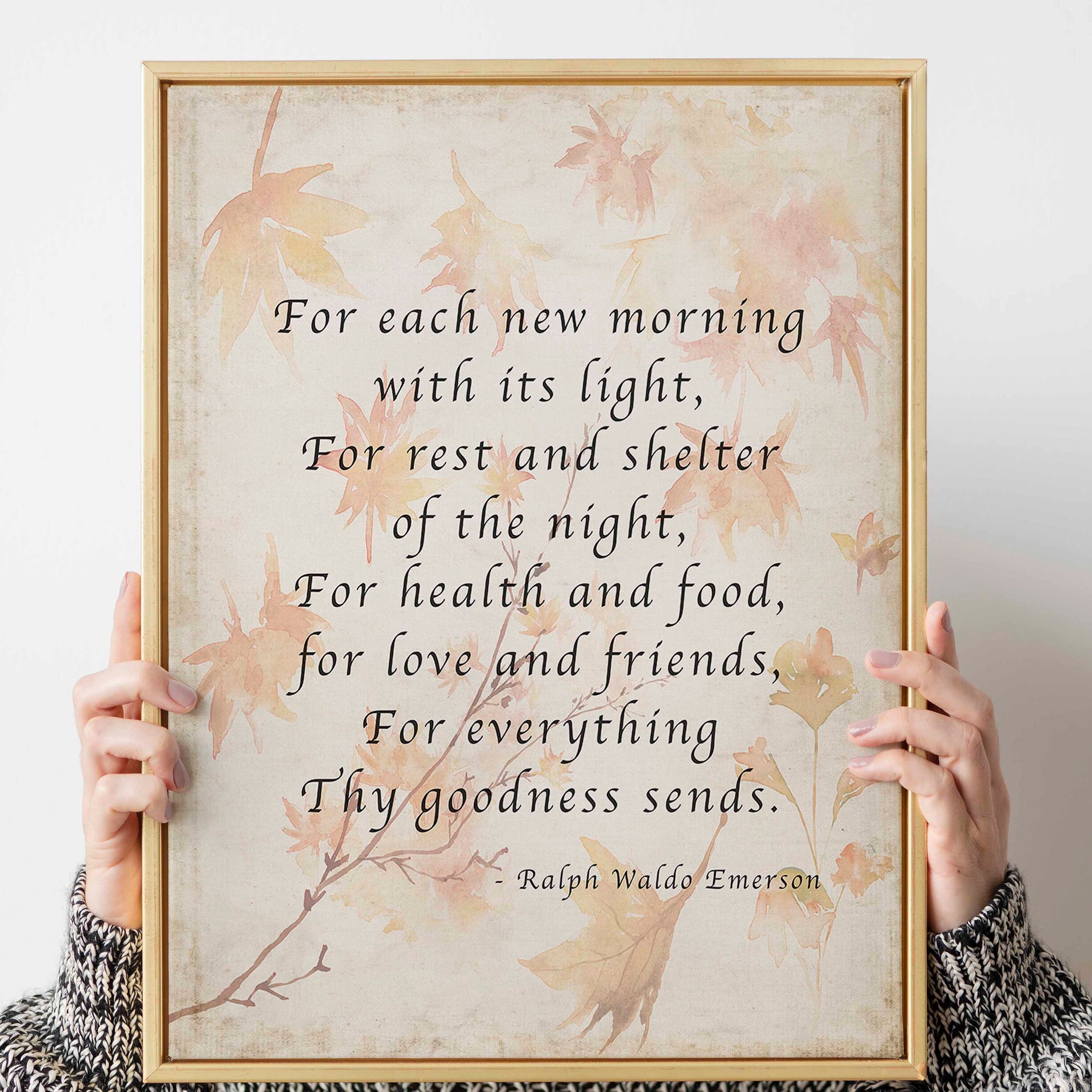 Ralph Waldo Emerson Wonderful Positive Quote Print, Emerson Prayer Poem