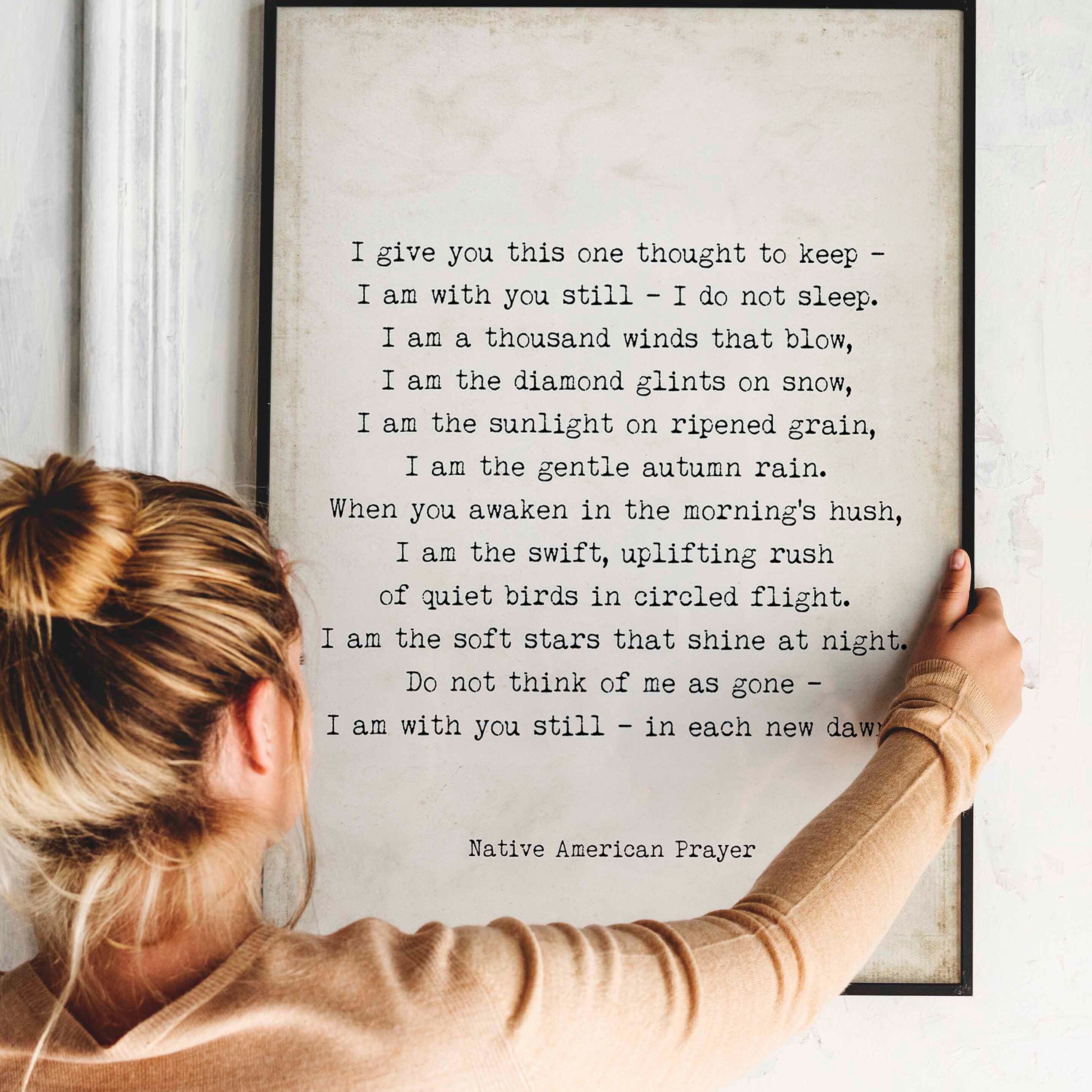 Native American Prayer Quote Print in Vintage page background, I Give You This One Thought Inspirational Gift Wall Art Print